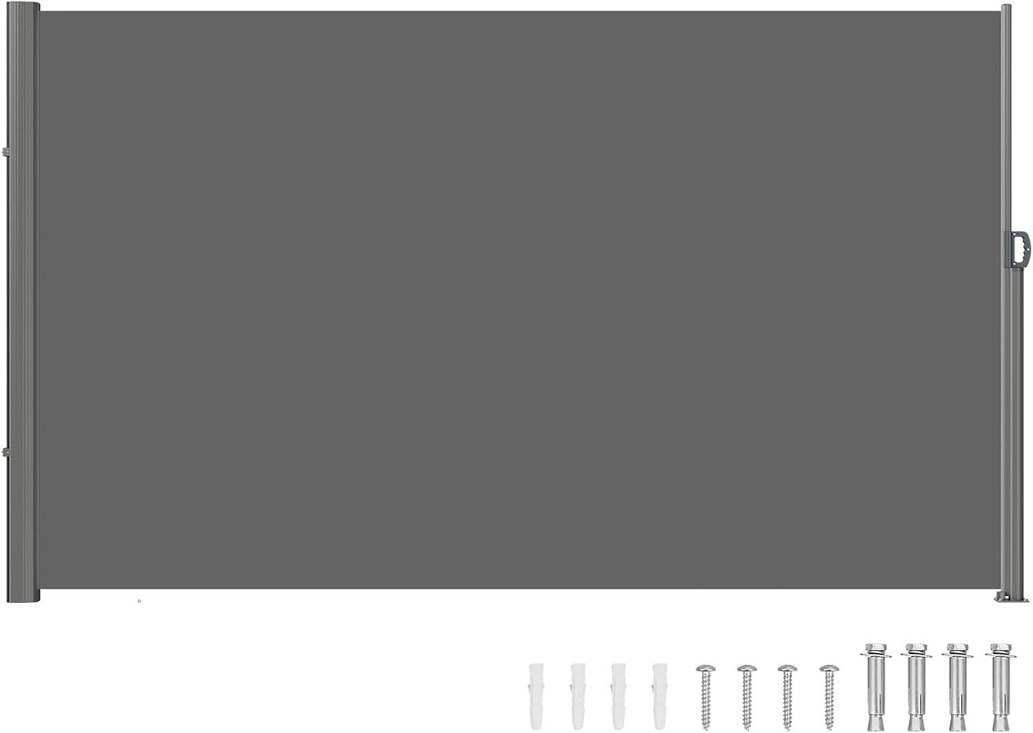 imageVEVOR Retractable Side Awning UV 50 71x 236 Full Aluminum RustProof Patio Sunshine Screen 280 g Thicken Privacy Divider ampamp Wind Screen for Courtyard Balcony Roof Terraces and Pools GrayGray