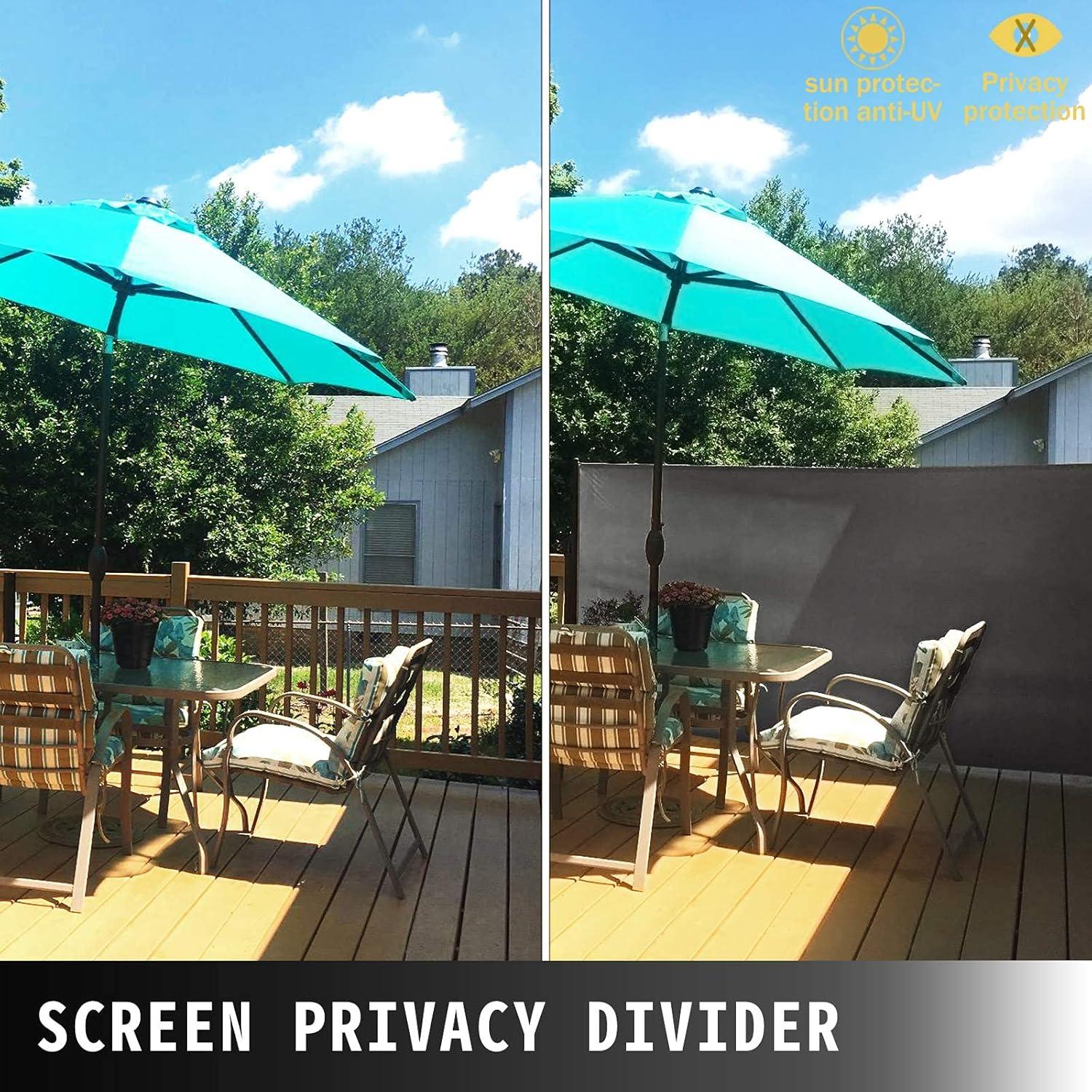 imageVEVOR Retractable Side Awning UV 50 71x 236 Full Aluminum RustProof Patio Sunshine Screen 280 g Thicken Privacy Divider ampamp Wind Screen for Courtyard Balcony Roof Terraces and Pools GrayGray