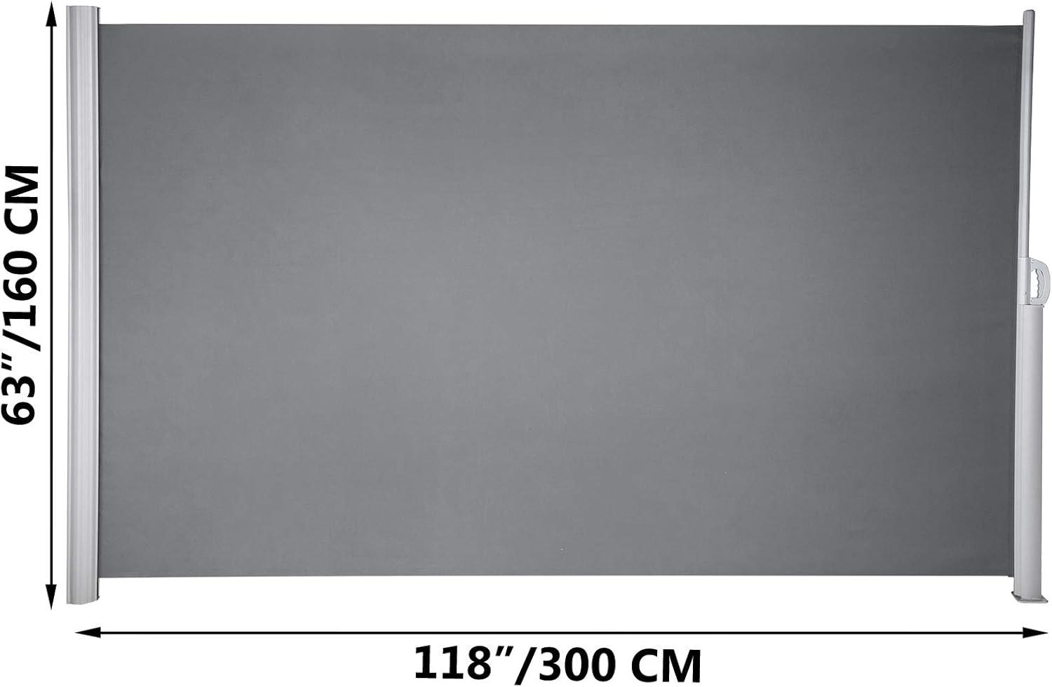 imageVEVOR Retractable Side Awning UV 50 71x 236 Full Aluminum RustProof Patio Sunshine Screen 280 g Thicken Privacy Divider ampamp Wind Screen for Courtyard Balcony Roof Terraces and Pools GrayGray
