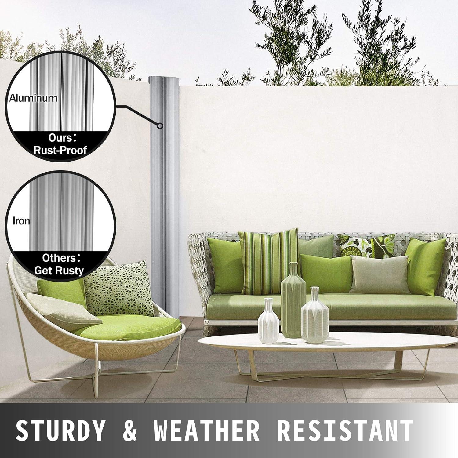 imageVEVOR Retractable Side Awning UV 50 71x 236 Full Aluminum RustProof Patio Sunshine Screen 280 g Thicken Privacy Divider ampamp Wind Screen for Courtyard Balcony Roof Terraces and Pools GrayBeige