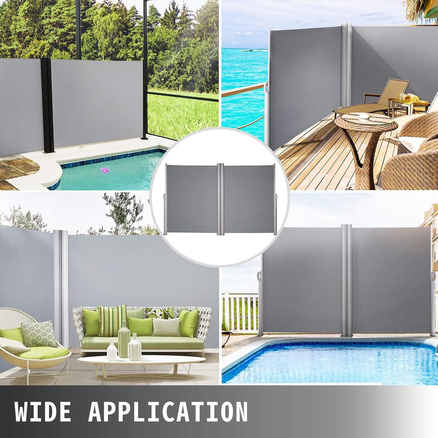imageVEVOR Retractable Side Awning UV 50 71x 236 Full Aluminum RustProof Patio Sunshine Screen 280 g Thicken Privacy Divider ampamp Wind Screen for Courtyard Balcony Roof Terraces and Pools GrayBlack