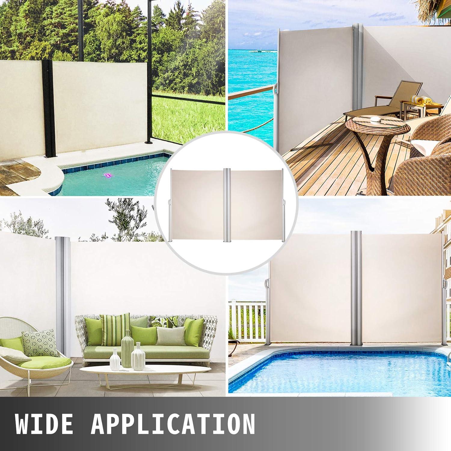 imageVEVOR Retractable Side Awning UV 50 71x 236 Full Aluminum RustProof Patio Sunshine Screen 280 g Thicken Privacy Divider ampamp Wind Screen for Courtyard Balcony Roof Terraces and Pools GrayBeige