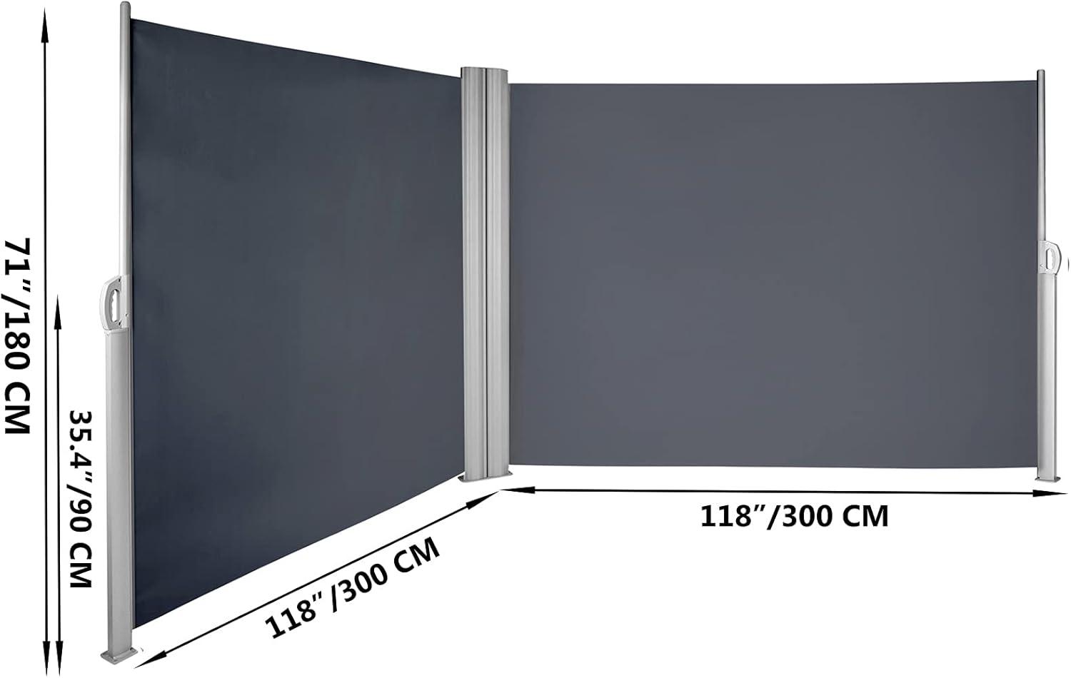 imageVEVOR Retractable Side Awning UV 50 71x 236 Full Aluminum RustProof Patio Sunshine Screen 280 g Thicken Privacy Divider ampamp Wind Screen for Courtyard Balcony Roof Terraces and Pools GrayGray
