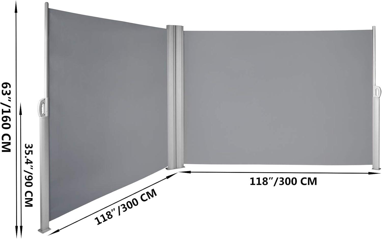 imageVEVOR Retractable Side Awning UV 50 71x 236 Full Aluminum RustProof Patio Sunshine Screen 280 g Thicken Privacy Divider ampamp Wind Screen for Courtyard Balcony Roof Terraces and Pools GrayBlack