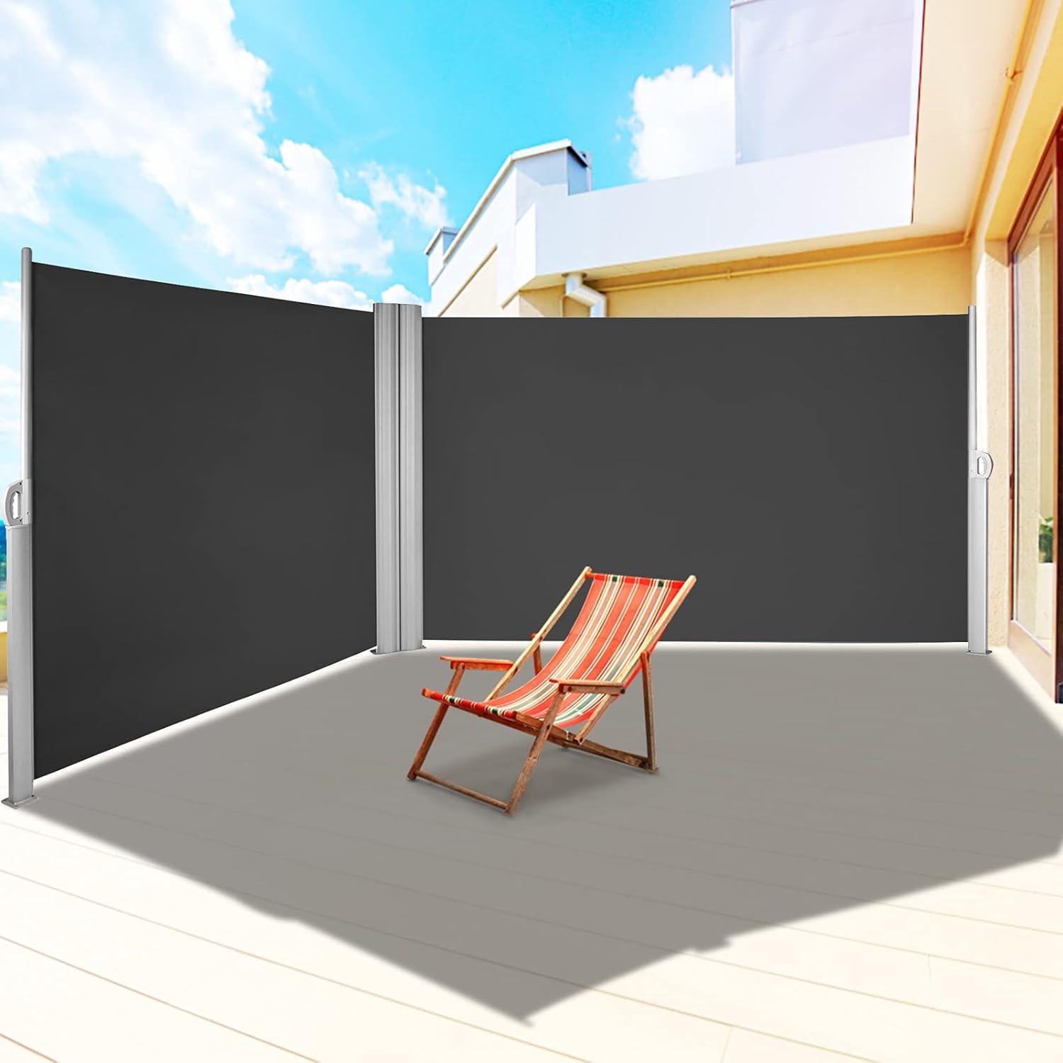 imageVEVOR Retractable Side Awning UV 50 71x 236 Full Aluminum RustProof Patio Sunshine Screen 280 g Thicken Privacy Divider ampamp Wind Screen for Courtyard Balcony Roof Terraces and Pools GrayBlack