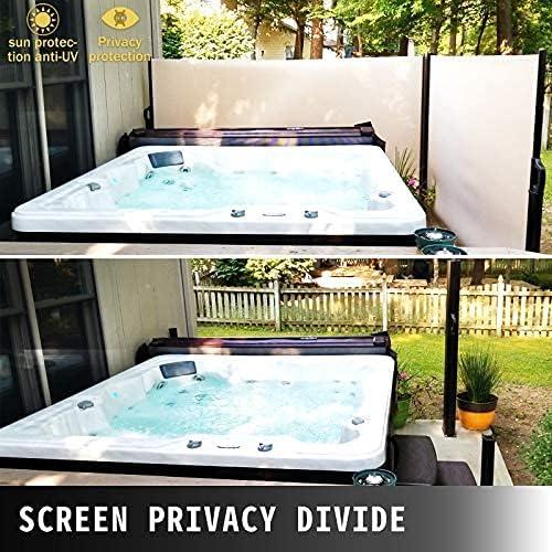 imageVEVOR Retractable Side Awning UV 50 71x 236 Full Aluminum RustProof Patio Sunshine Screen 280 g Thicken Privacy Divider ampamp Wind Screen for Courtyard Balcony Roof Terraces and Pools GrayBeige