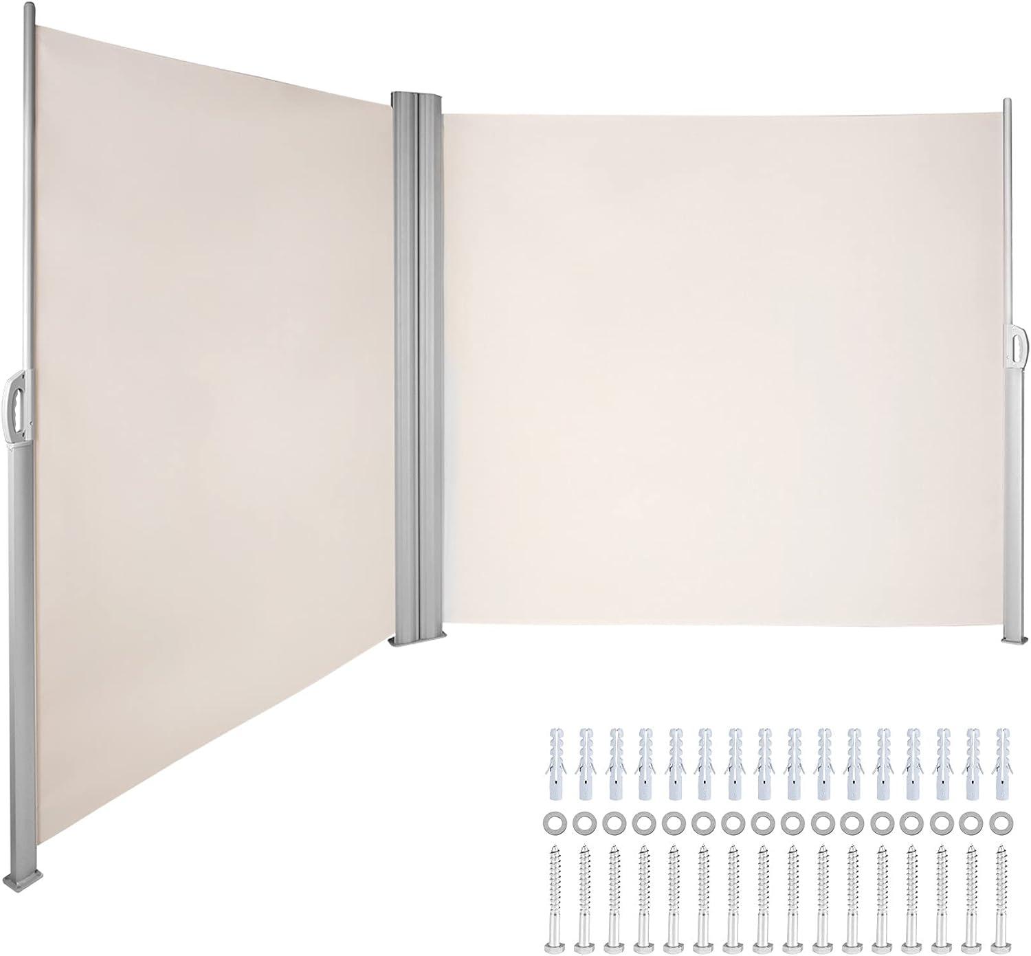 imageVEVOR Retractable Side Awning UV 50 71x 236 Full Aluminum RustProof Patio Sunshine Screen 280 g Thicken Privacy Divider ampamp Wind Screen for Courtyard Balcony Roof Terraces and Pools GrayBeige