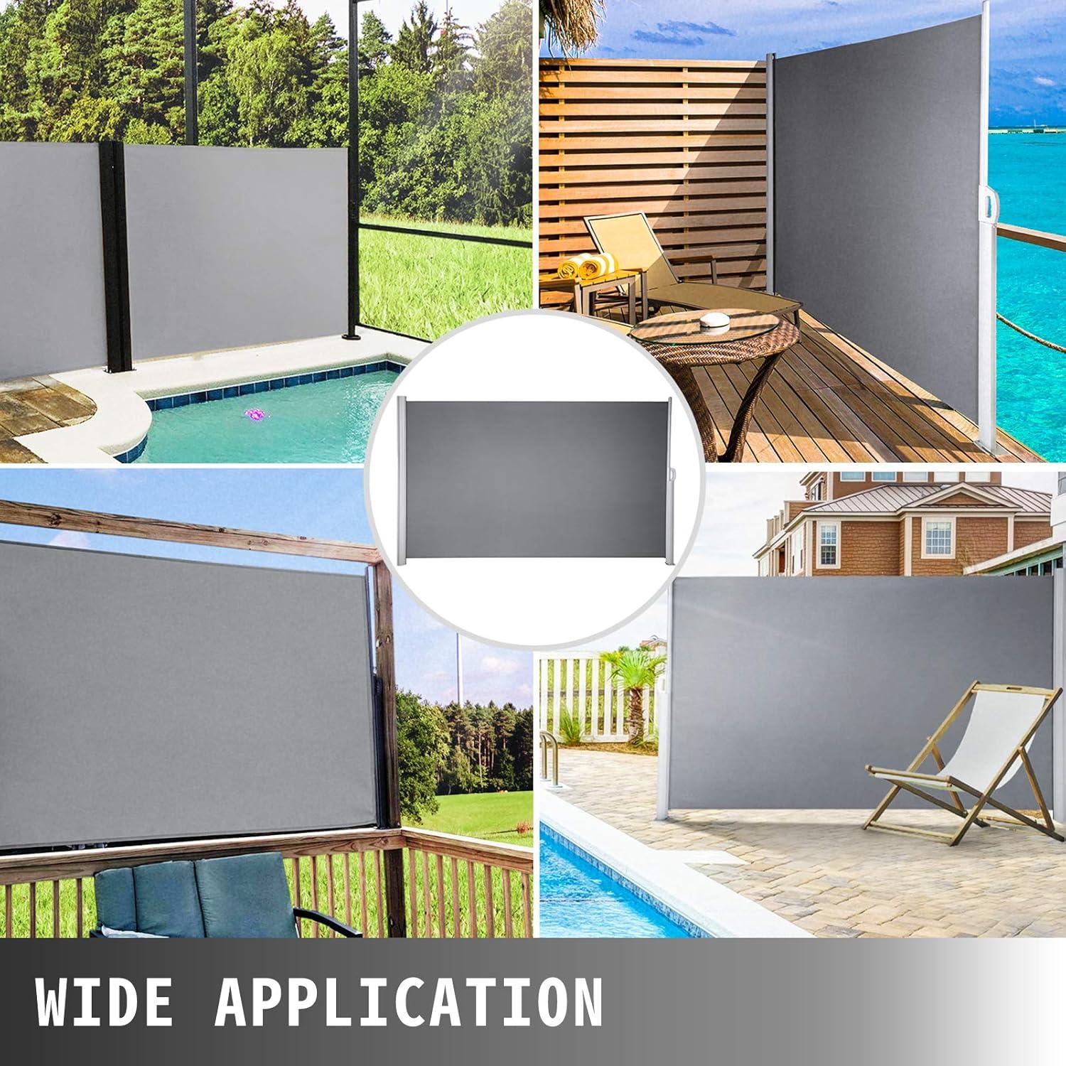 imageVEVOR Retractable Side Awning UV 50 71x 236 Full Aluminum RustProof Patio Sunshine Screen 280 g Thicken Privacy Divider ampamp Wind Screen for Courtyard Balcony Roof Terraces and Pools GrayGray