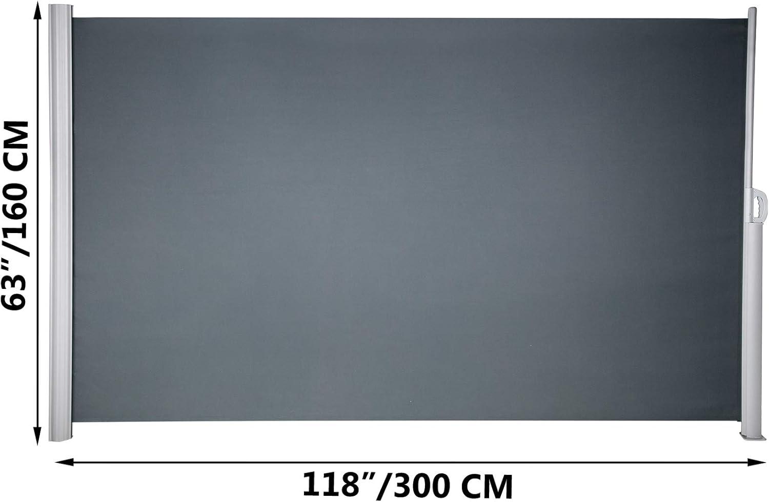 imageVEVOR Retractable Side Awning UV 50 71x 236 Full Aluminum RustProof Patio Sunshine Screen 280 g Thicken Privacy Divider ampamp Wind Screen for Courtyard Balcony Roof Terraces and Pools GrayBlack
