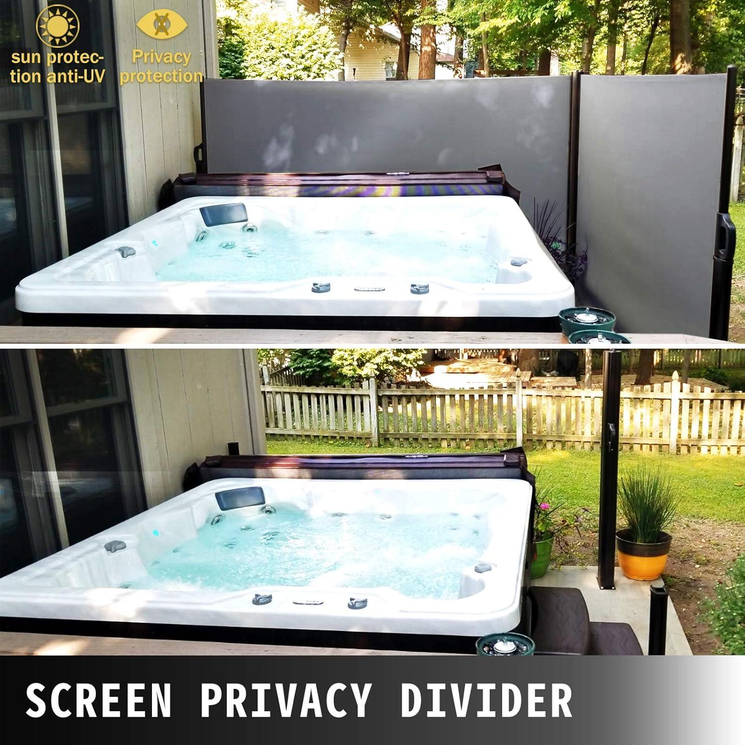 imageVEVOR Retractable Side Awning UV 50 71x 236 Full Aluminum RustProof Patio Sunshine Screen 280 g Thicken Privacy Divider ampamp Wind Screen for Courtyard Balcony Roof Terraces and Pools GrayGray