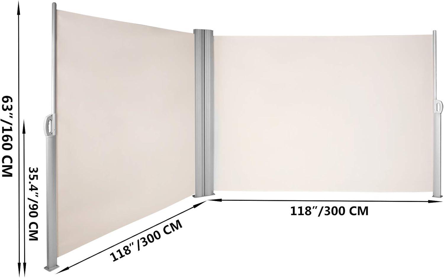 imageVEVOR Retractable Side Awning UV 50 71x 236 Full Aluminum RustProof Patio Sunshine Screen 280 g Thicken Privacy Divider ampamp Wind Screen for Courtyard Balcony Roof Terraces and Pools GrayBeige