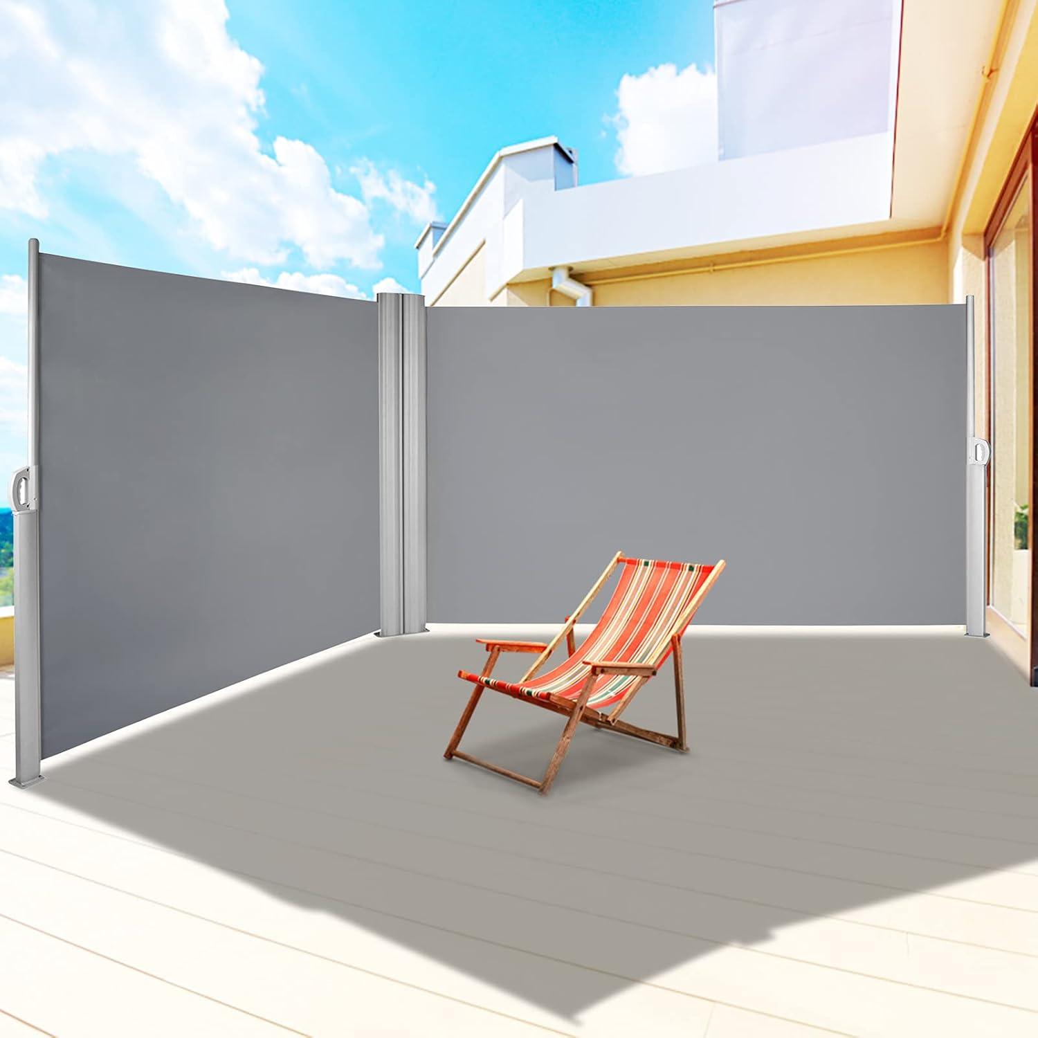 imageVEVOR Retractable Side Awning UV 50 71x 236 Full Aluminum RustProof Patio Sunshine Screen 280 g Thicken Privacy Divider ampamp Wind Screen for Courtyard Balcony Roof Terraces and Pools GrayGray