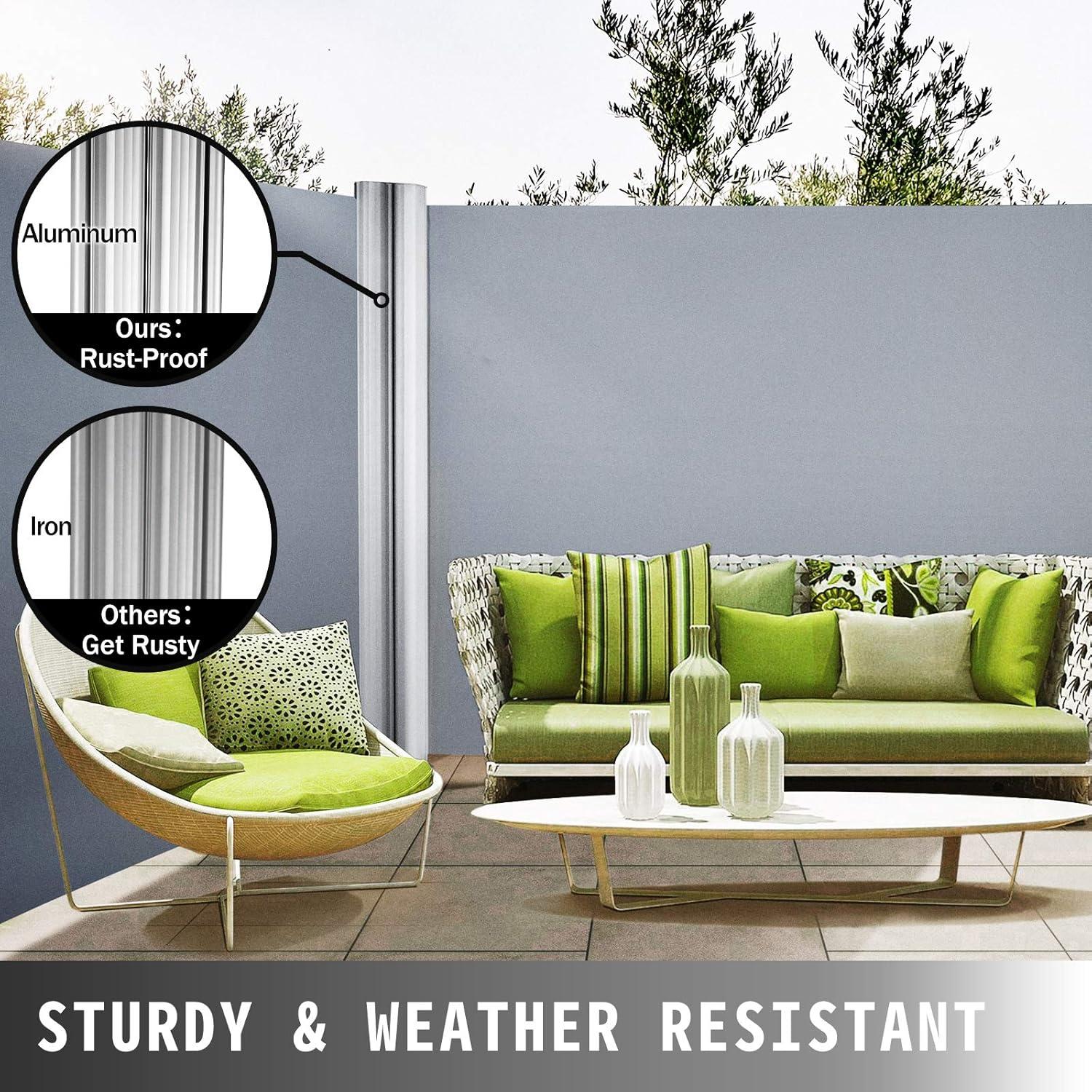 imageVEVOR Retractable Side Awning UV 50 71x 236 Full Aluminum RustProof Patio Sunshine Screen 280 g Thicken Privacy Divider ampamp Wind Screen for Courtyard Balcony Roof Terraces and Pools GrayBlack