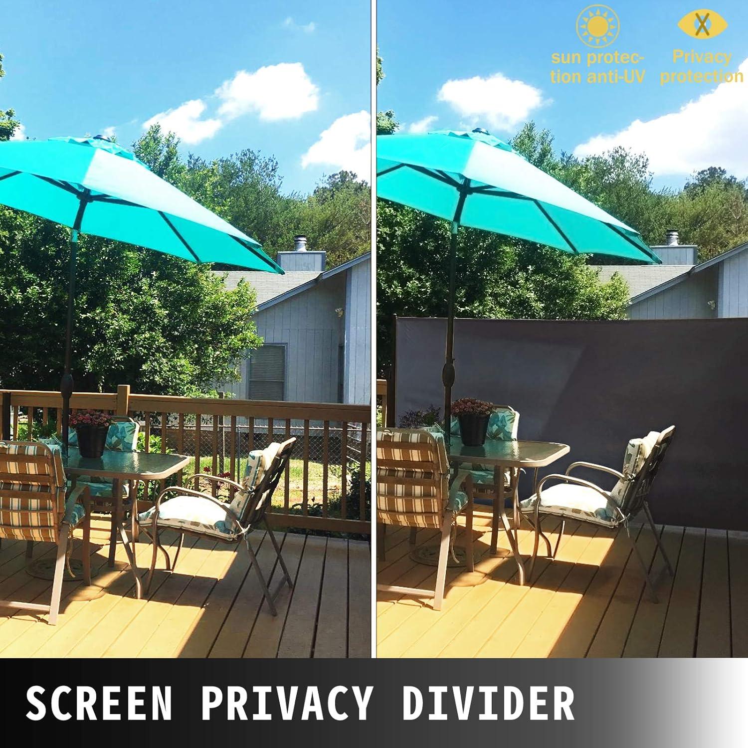 imageVEVOR Retractable Side Awning UV 50 71x 236 Full Aluminum RustProof Patio Sunshine Screen 280 g Thicken Privacy Divider ampamp Wind Screen for Courtyard Balcony Roof Terraces and Pools GrayBlack