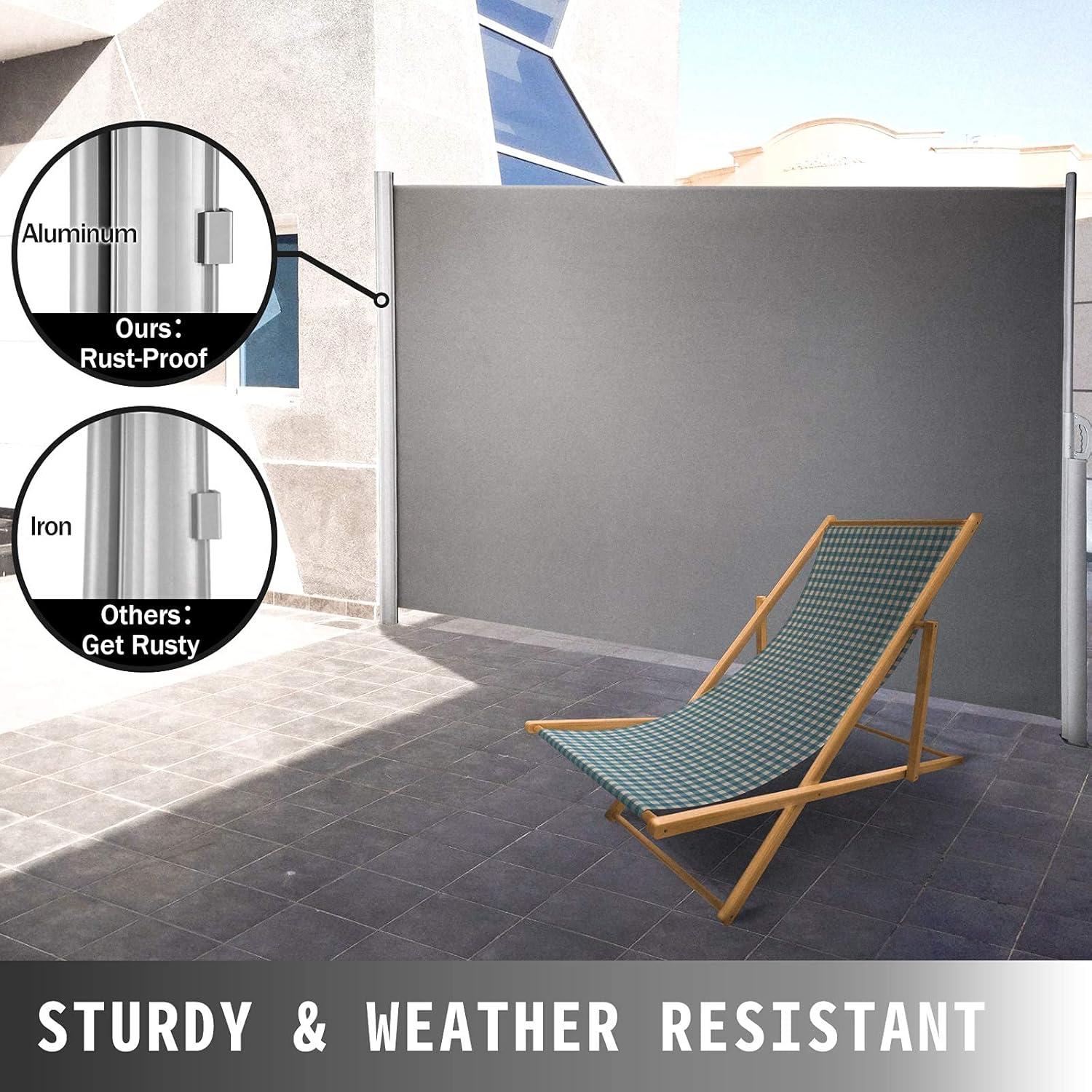 imageVEVOR Retractable Side Awning UV 50 71x 236 Full Aluminum RustProof Patio Sunshine Screen 280 g Thicken Privacy Divider ampamp Wind Screen for Courtyard Balcony Roof Terraces and Pools GrayGray