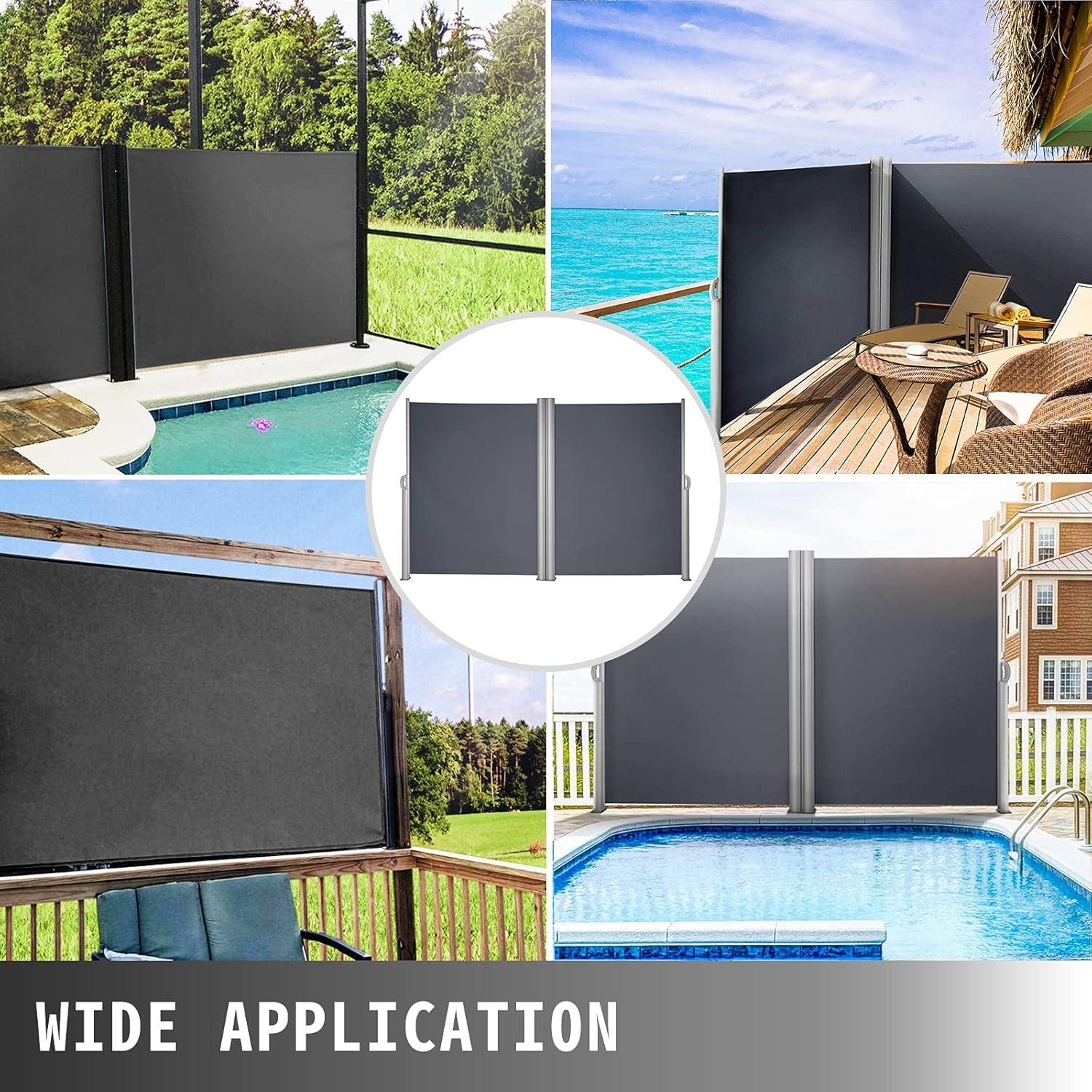 imageVEVOR Retractable Side Awning UV 50 71x 236 Full Aluminum RustProof Patio Sunshine Screen 280 g Thicken Privacy Divider ampamp Wind Screen for Courtyard Balcony Roof Terraces and Pools GrayGray