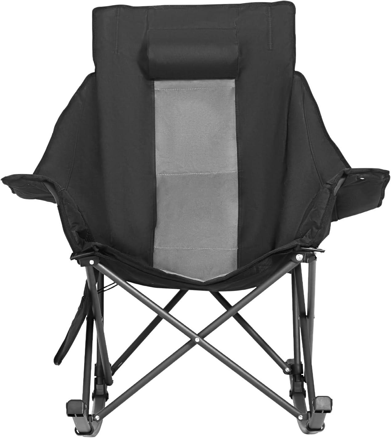 imageVEVOR Rocking Camping Chair Portable Folding Rocker HeavyDuty Lawn Chair Recliner with Cupholder ampamp Pocket Supports 225lbs Fully Padded Camp Chairs for Outdoor Patio Backyard Porch GardenHeatedRocker
