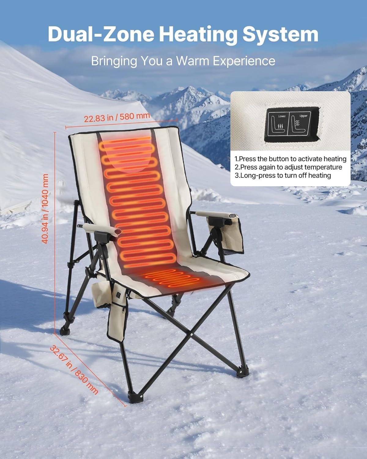 imageVEVOR Rocking Camping Chair Portable Folding Rocker HeavyDuty Lawn Chair Recliner with Cupholder ampamp Pocket Supports 225lbs Fully Padded Camp Chairs for Outdoor Patio Backyard Porch GardenHeatedStandard