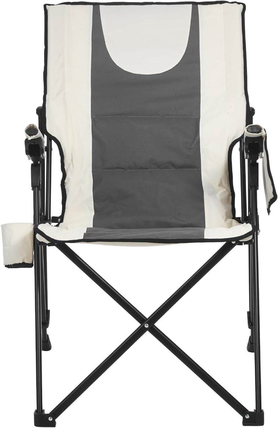 imageVEVOR Rocking Camping Chair Portable Folding Rocker HeavyDuty Lawn Chair Recliner with Cupholder ampamp Pocket Supports 225lbs Fully Padded Camp Chairs for Outdoor Patio Backyard Porch GardenStandard