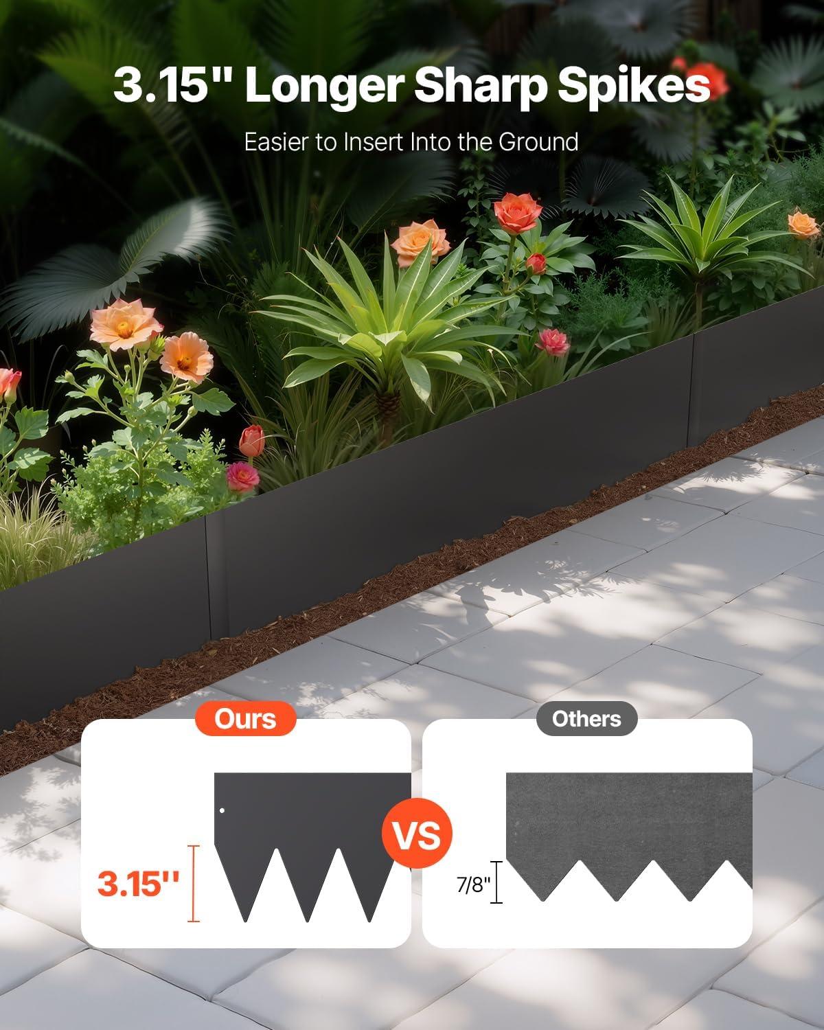 imageVEVOR Steel Landscape Edging 3 Packs 40 x 8 in RustResistant Metal Landscape Edging Bendable Garden Edging Border Heavy Duty Lawn Edging EasytoInstall Flower Bed Yard Pathway Divider Black