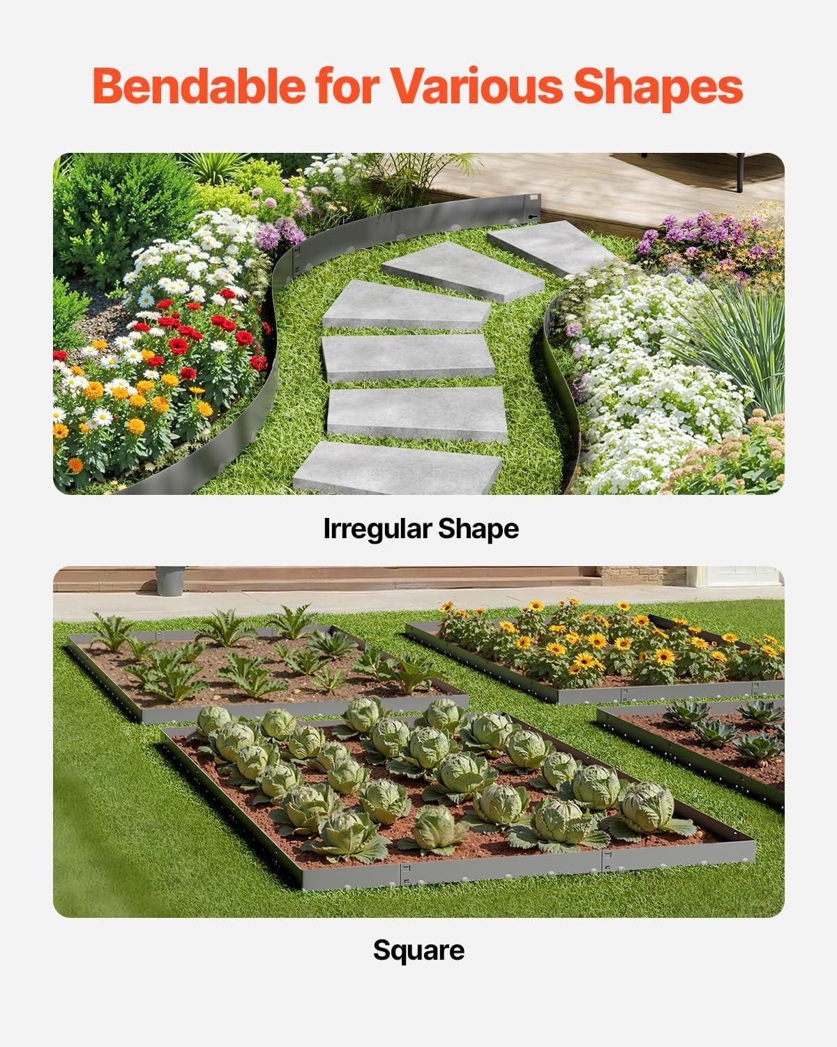 imageVEVOR Steel Landscape Edging 5 Packs 39 x 3 in RustResistant Metal Landscape Edging Bendable Garden Edging Border Heavy Duty Lawn Edging EasytoInstall Flower Bed Yard Pathway Divider Black39 L x 5 H