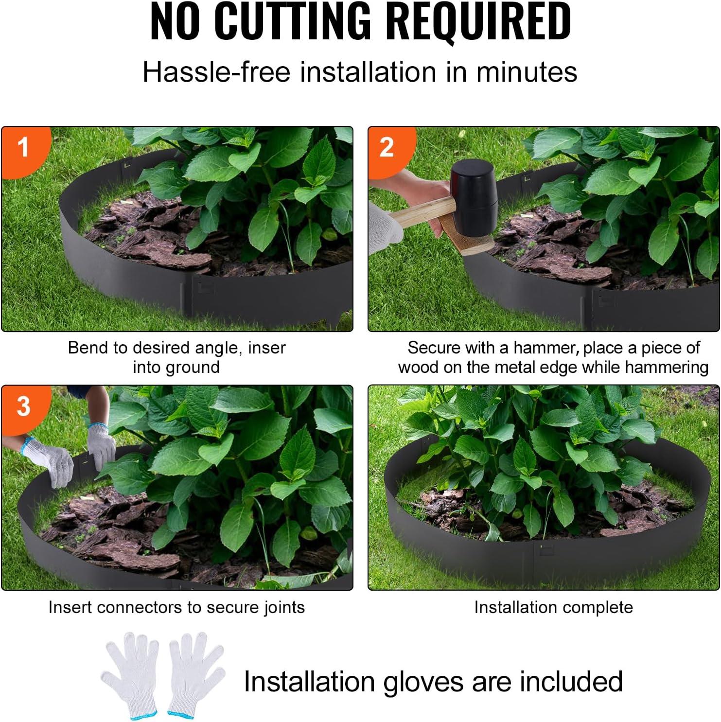 imageVEVOR Steel Landscape Edging 5 Packs 39 x 3 in RustResistant Metal Landscape Edging Bendable Garden Edging Border Heavy Duty Lawn Edging EasytoInstall Flower Bed Yard Pathway Divider Black39 L x 5 H
