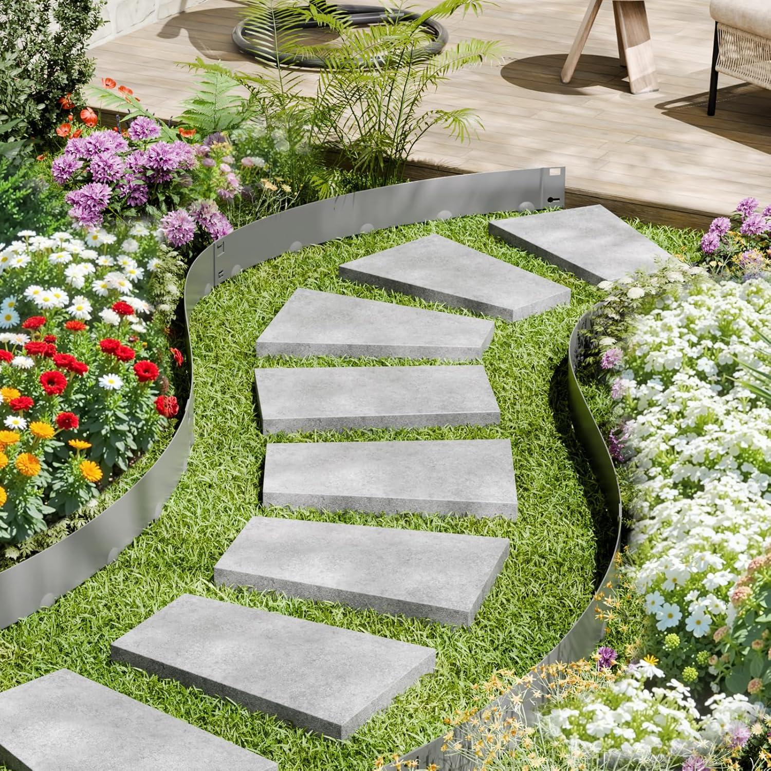imageVEVOR Steel Landscape Edging 5 Packs 39 x 3 in RustResistant Metal Landscape Edging Bendable Garden Edging Border Heavy Duty Lawn Edging EasytoInstall Flower Bed Yard Pathway Divider Black39 L x 4 H