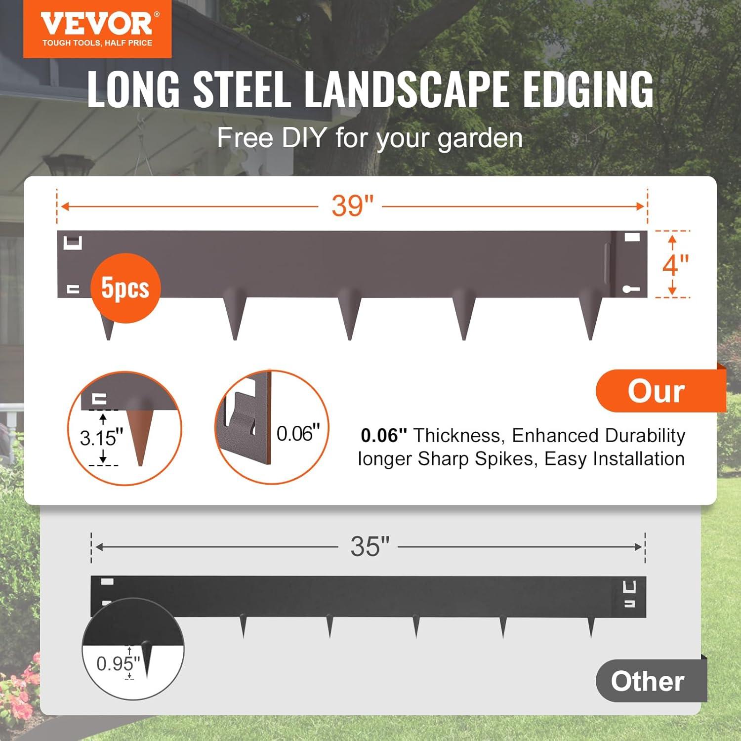 imageVEVOR Steel Landscape Edging 5 Packs 39 x 3 in RustResistant Metal Landscape Edging Bendable Garden Edging Border Heavy Duty Lawn Edging EasytoInstall Flower Bed Yard Pathway Divider Black39 L x 4 H