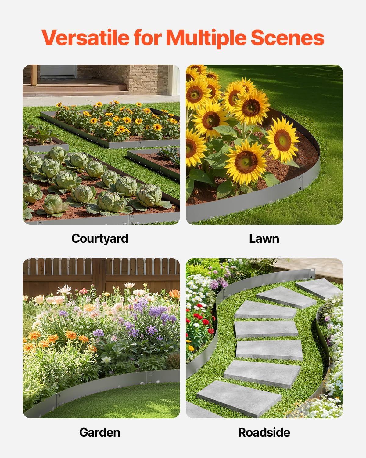 imageVEVOR Steel Landscape Edging 5 Packs 39 x 3 in RustResistant Metal Landscape Edging Bendable Garden Edging Border Heavy Duty Lawn Edging EasytoInstall Flower Bed Yard Pathway Divider Black39 L x 4 H
