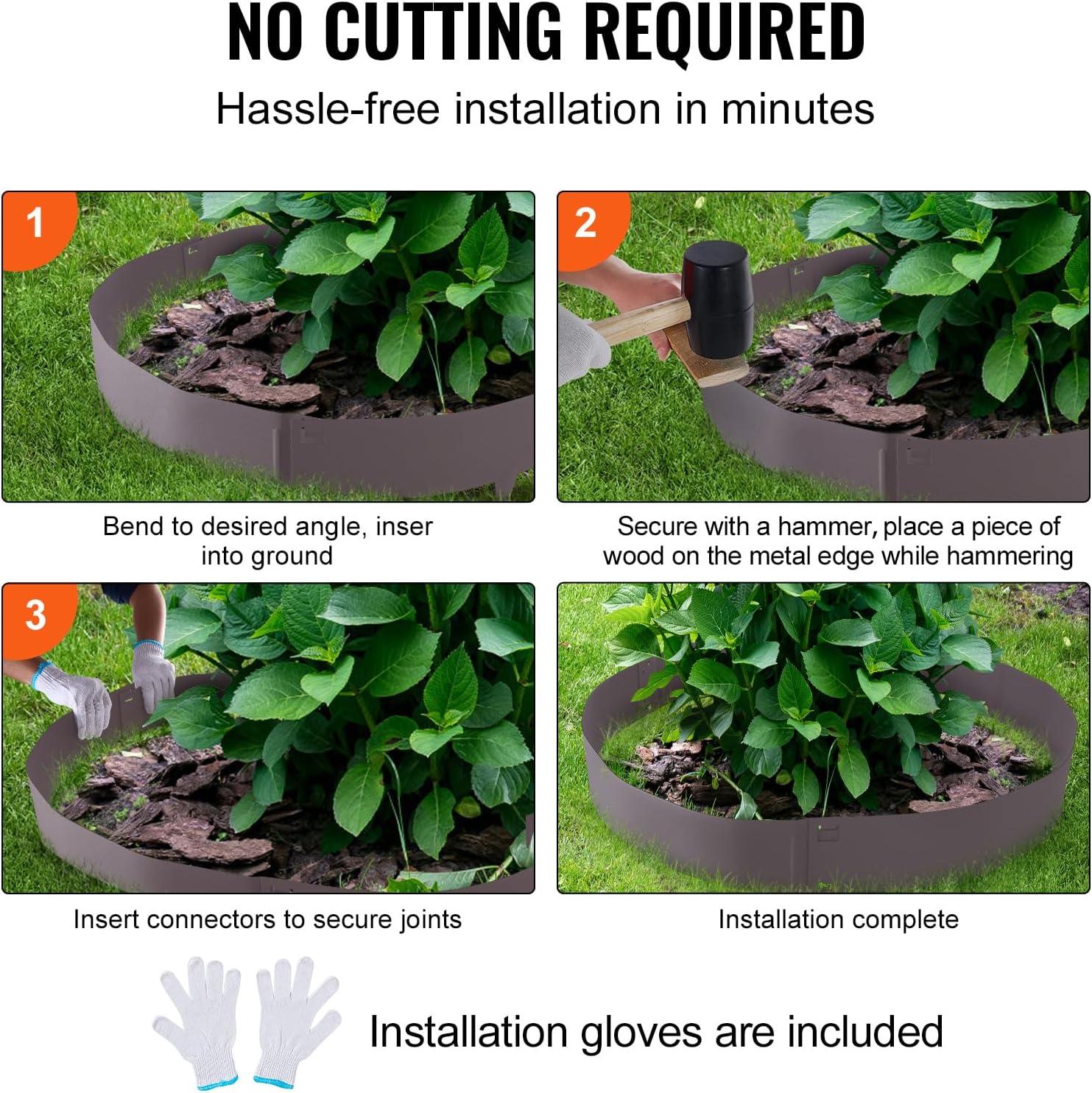 imageVEVOR Steel Landscape Edging 5 Packs 39 x 3 in RustResistant Metal Landscape Edging Bendable Garden Edging Border Heavy Duty Lawn Edging EasytoInstall Flower Bed Yard Pathway Divider Black39 L x 4 H