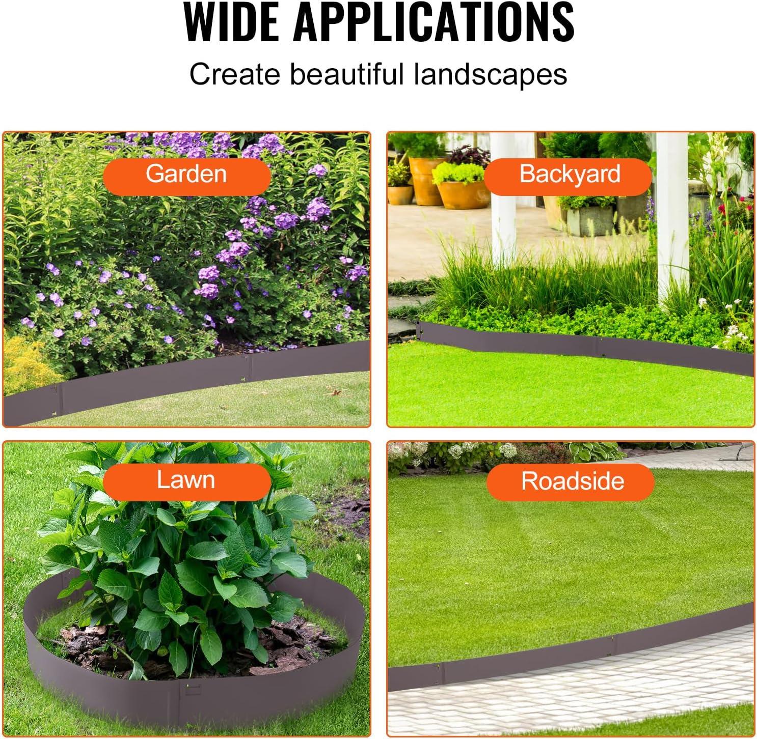 imageVEVOR Steel Landscape Edging 5 Packs 39 x 3 in RustResistant Metal Landscape Edging Bendable Garden Edging Border Heavy Duty Lawn Edging EasytoInstall Flower Bed Yard Pathway Divider Black39 L x 4 H