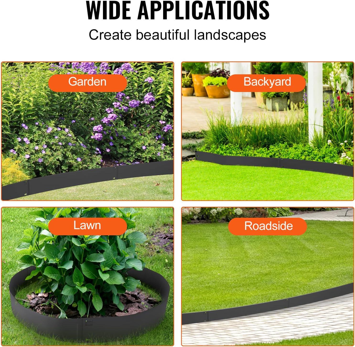 imageVEVOR Steel Landscape Edging 5 Packs 39 x 3 in RustResistant Metal Landscape Edging Bendable Garden Edging Border Heavy Duty Lawn Edging EasytoInstall Flower Bed Yard Pathway Divider Black39 L x 5 H