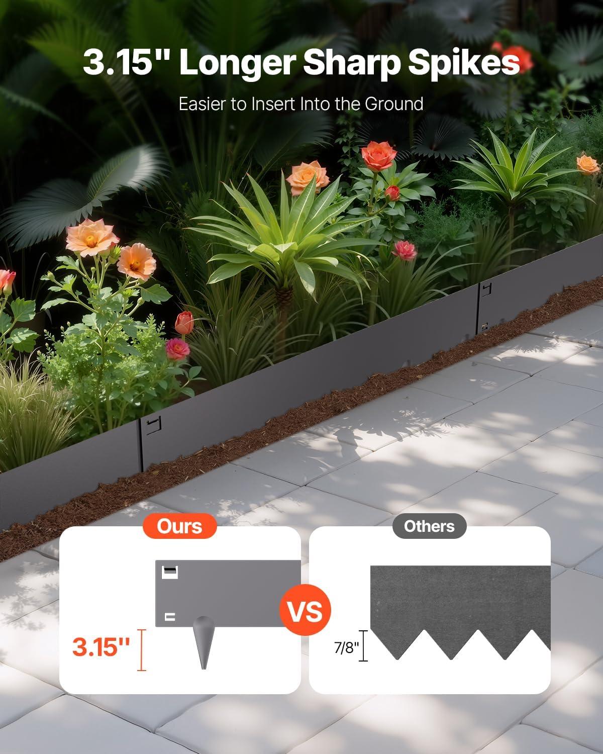 imageVEVOR Steel Landscape Edging 5 Packs 39 x 3 in RustResistant Metal Landscape Edging Bendable Garden Edging Border Heavy Duty Lawn Edging EasytoInstall Flower Bed Yard Pathway Divider Black39 L x 5 H