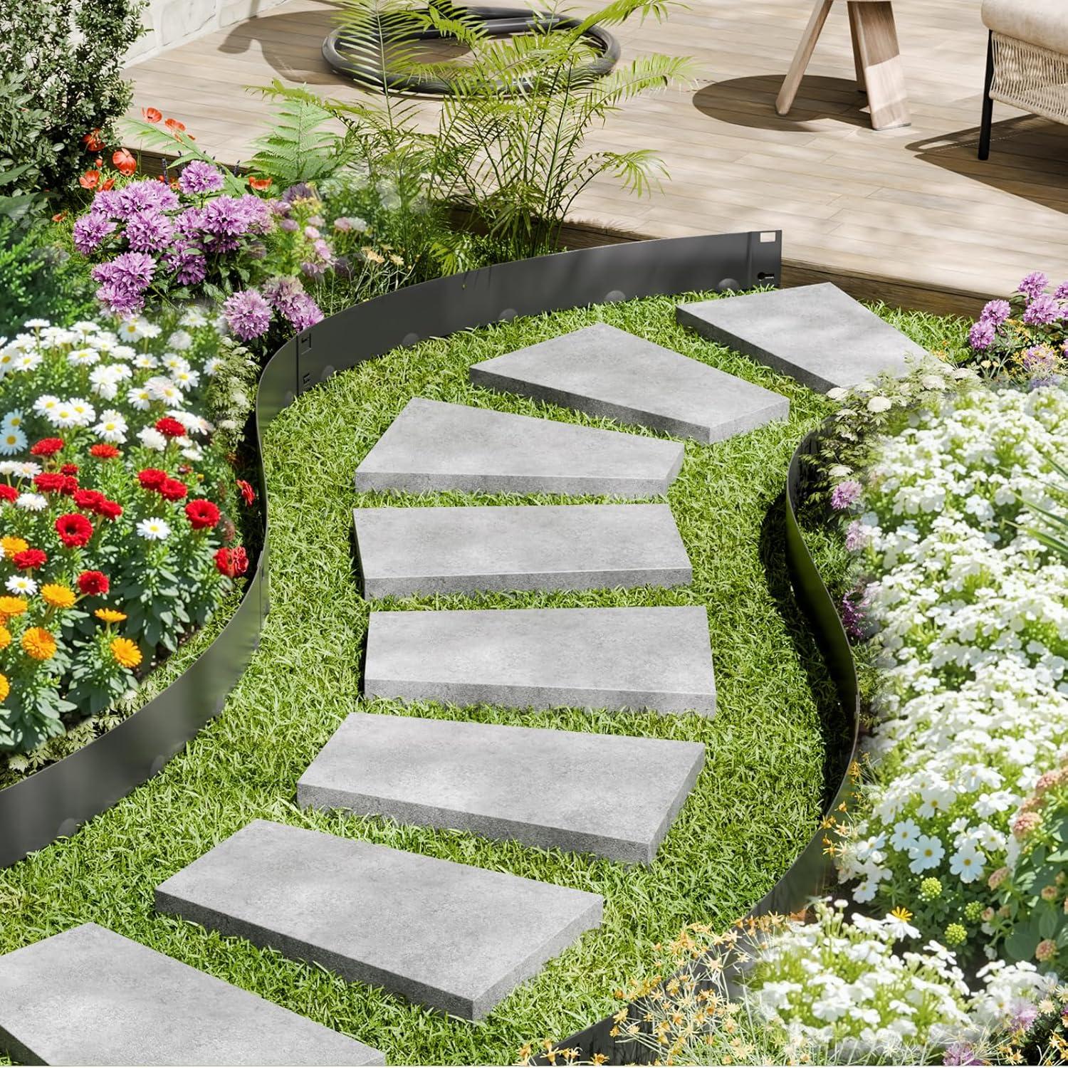 imageVEVOR Steel Landscape Edging 5 Packs 39 x 3 in RustResistant Metal Landscape Edging Bendable Garden Edging Border Heavy Duty Lawn Edging EasytoInstall Flower Bed Yard Pathway Divider Black39 L x 4 H