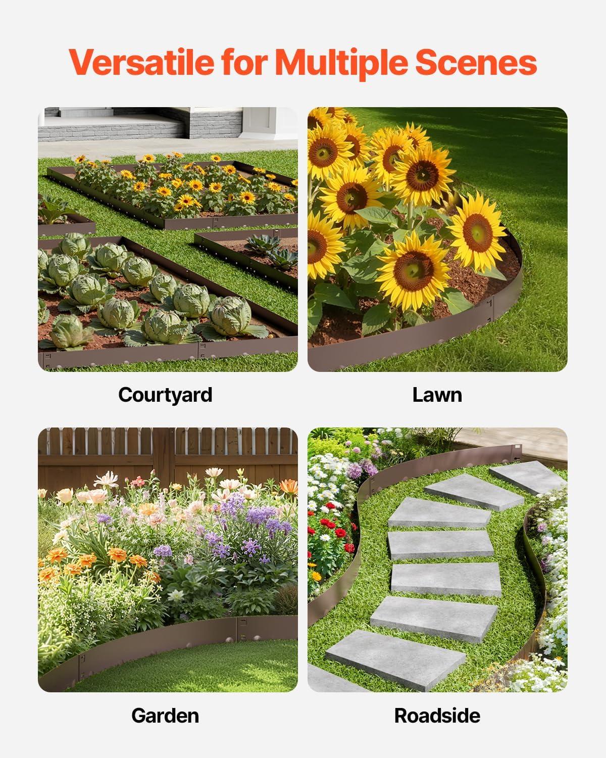 imageVEVOR Steel Landscape Edging 5 Packs 39 x 3 in RustResistant Metal Landscape Edging Bendable Garden Edging Border Heavy Duty Lawn Edging EasytoInstall Flower Bed Yard Pathway Divider Black39 L x 5 H