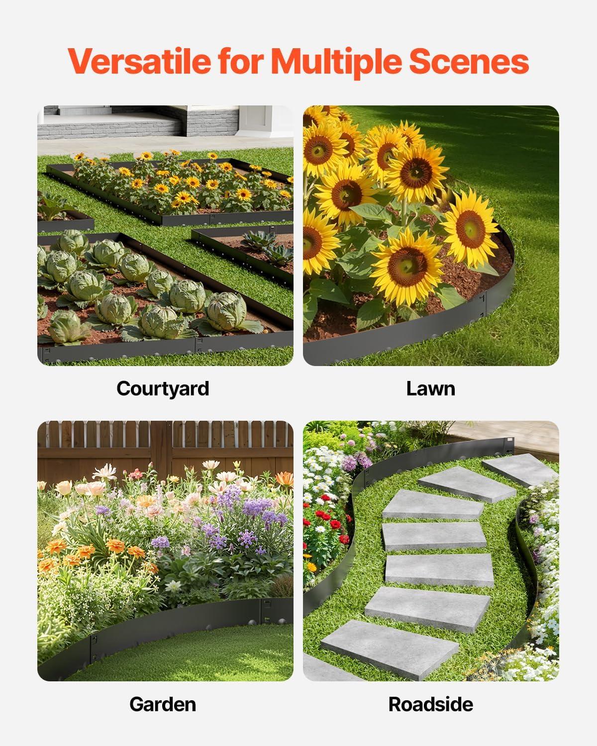 imageVEVOR Steel Landscape Edging 5 Packs 39 x 3 in RustResistant Metal Landscape Edging Bendable Garden Edging Border Heavy Duty Lawn Edging EasytoInstall Flower Bed Yard Pathway Divider Black39 L x 5 H