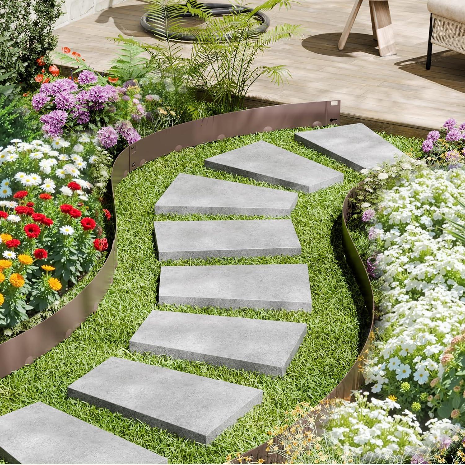 imageVEVOR Steel Landscape Edging 5 Packs 39 x 3 in RustResistant Metal Landscape Edging Bendable Garden Edging Border Heavy Duty Lawn Edging EasytoInstall Flower Bed Yard Pathway Divider Black39 L x 4 H