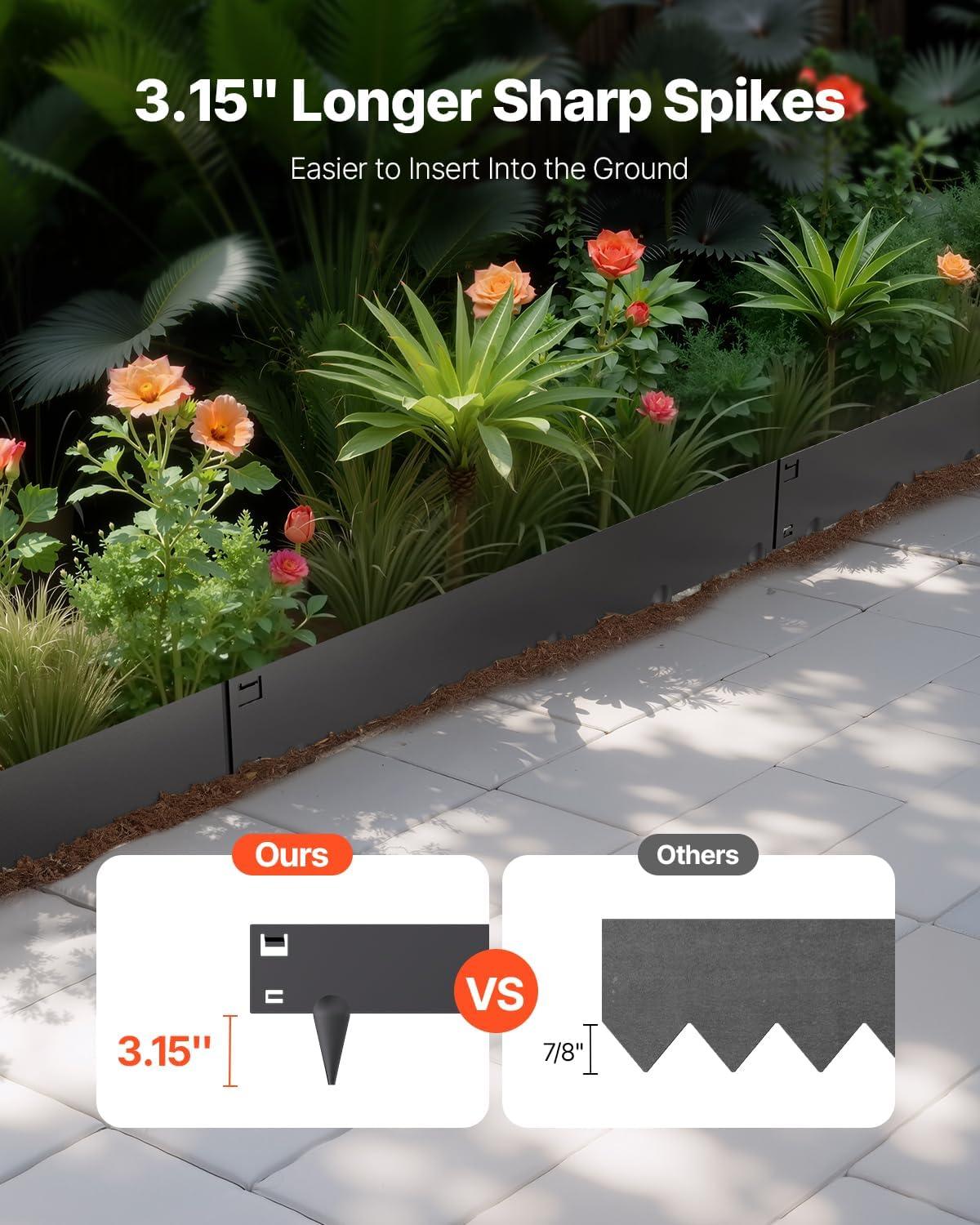 imageVEVOR Steel Landscape Edging 5 Packs 39 x 3 in RustResistant Metal Landscape Edging Bendable Garden Edging Border Heavy Duty Lawn Edging EasytoInstall Flower Bed Yard Pathway Divider Black39 L x 4 H