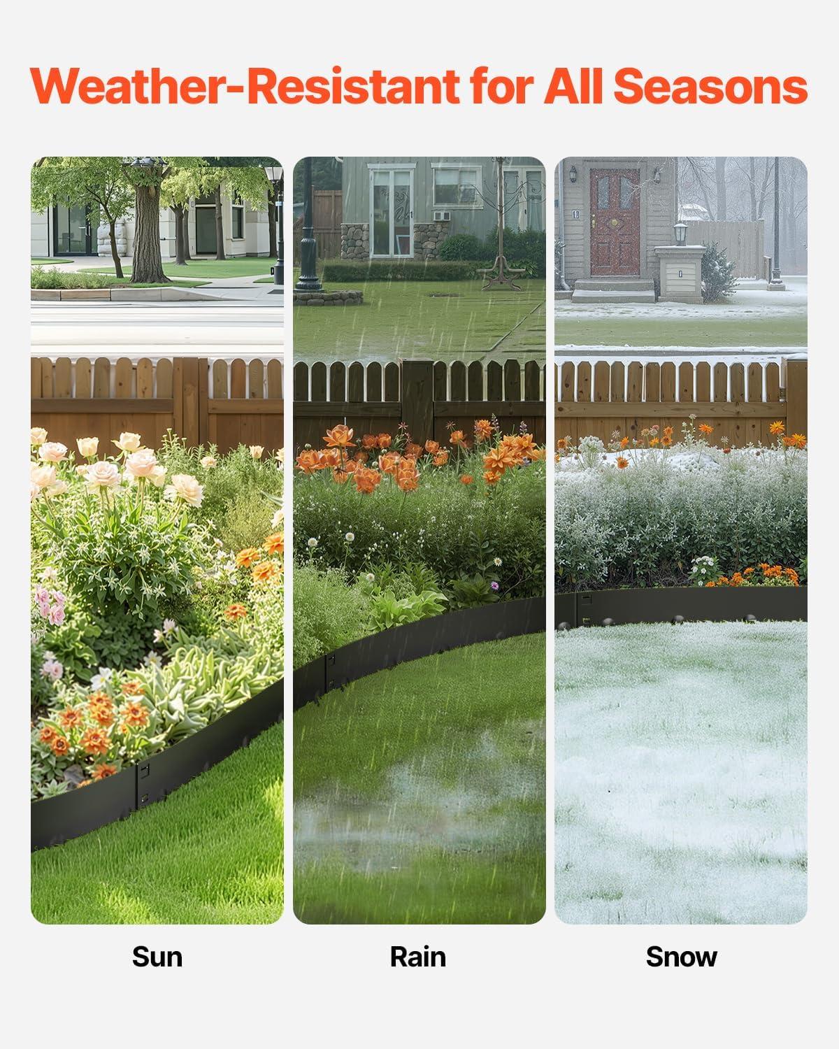 imageVEVOR Steel Landscape Edging 5 Packs 39 x 3 in RustResistant Metal Landscape Edging Bendable Garden Edging Border Heavy Duty Lawn Edging EasytoInstall Flower Bed Yard Pathway Divider Black39 L x 5 H