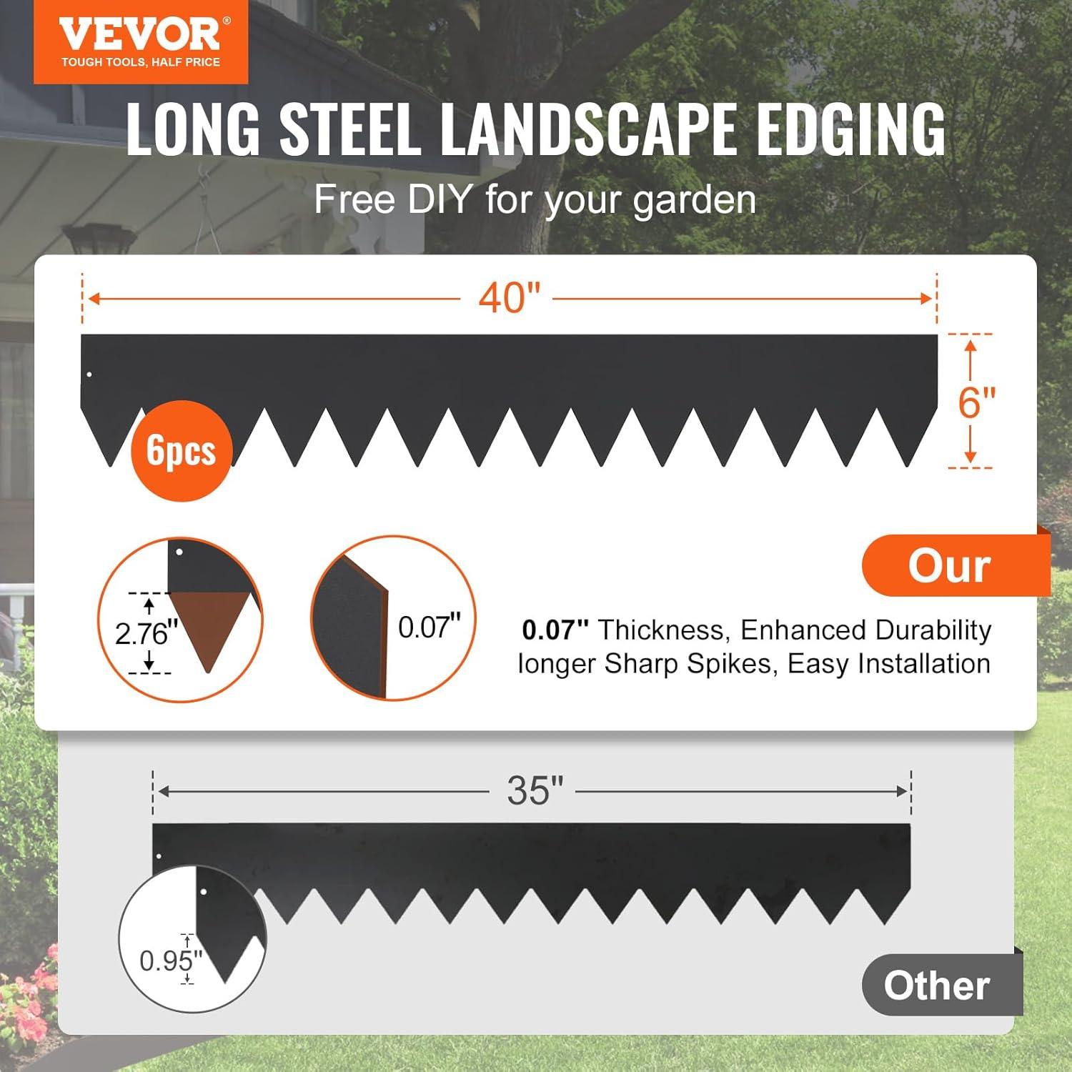 imageVEVOR Steel Landscape Edging 6 Packs 40 x 6 in RustResistant Metal Landscape Edging Bendable Garden Edging Border Heavy Duty Lawn Edging EasytoInstall Flower Bed Yard Pathway Divider Black40 L x 6 H 6 Pack