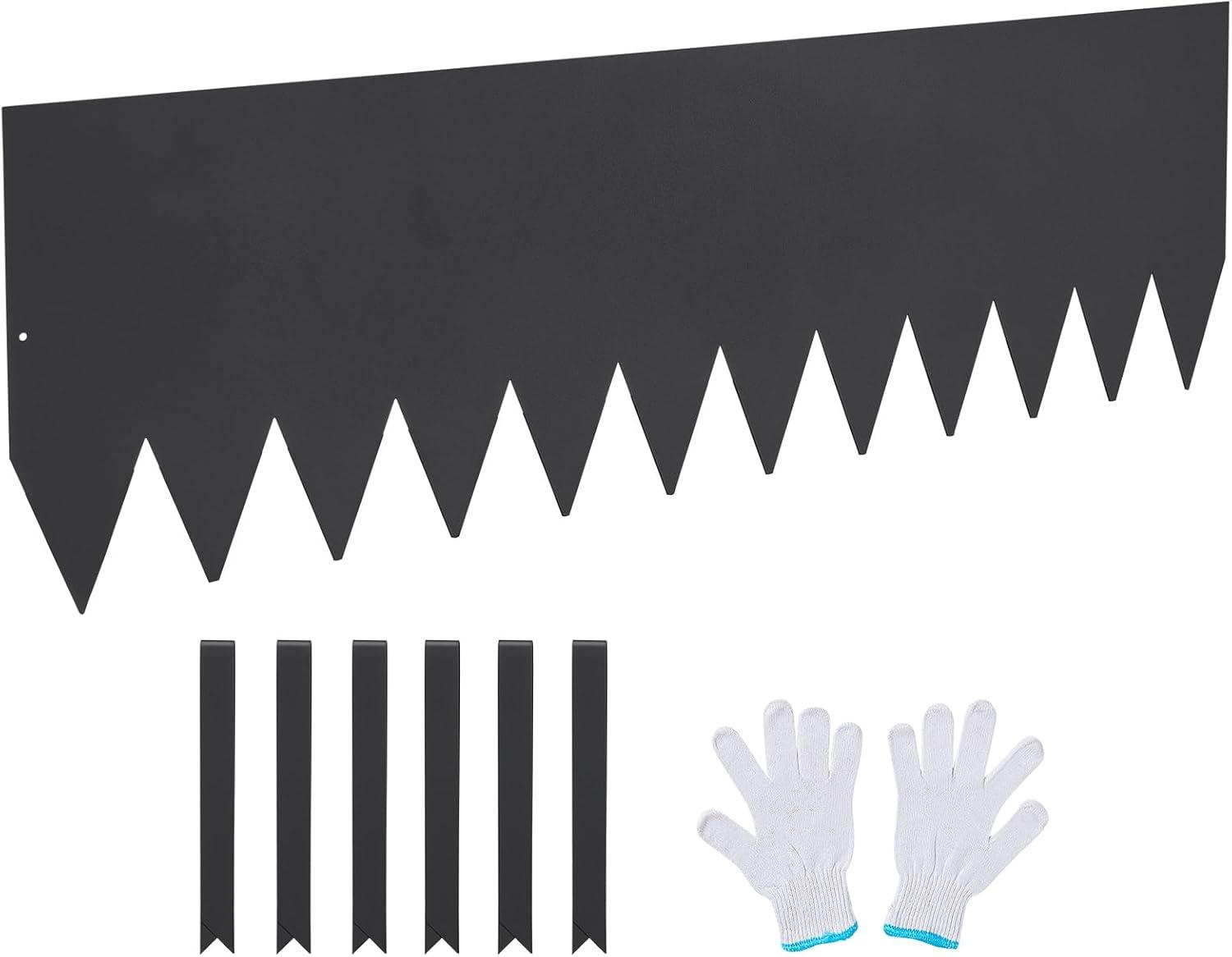 imageVEVOR Steel Landscape Edging 6 Packs 40 x 6 in RustResistant Metal Landscape Edging Bendable Garden Edging Border Heavy Duty Lawn Edging EasytoInstall Flower Bed Yard Pathway Divider Black40 L x 12 H 4 Pack