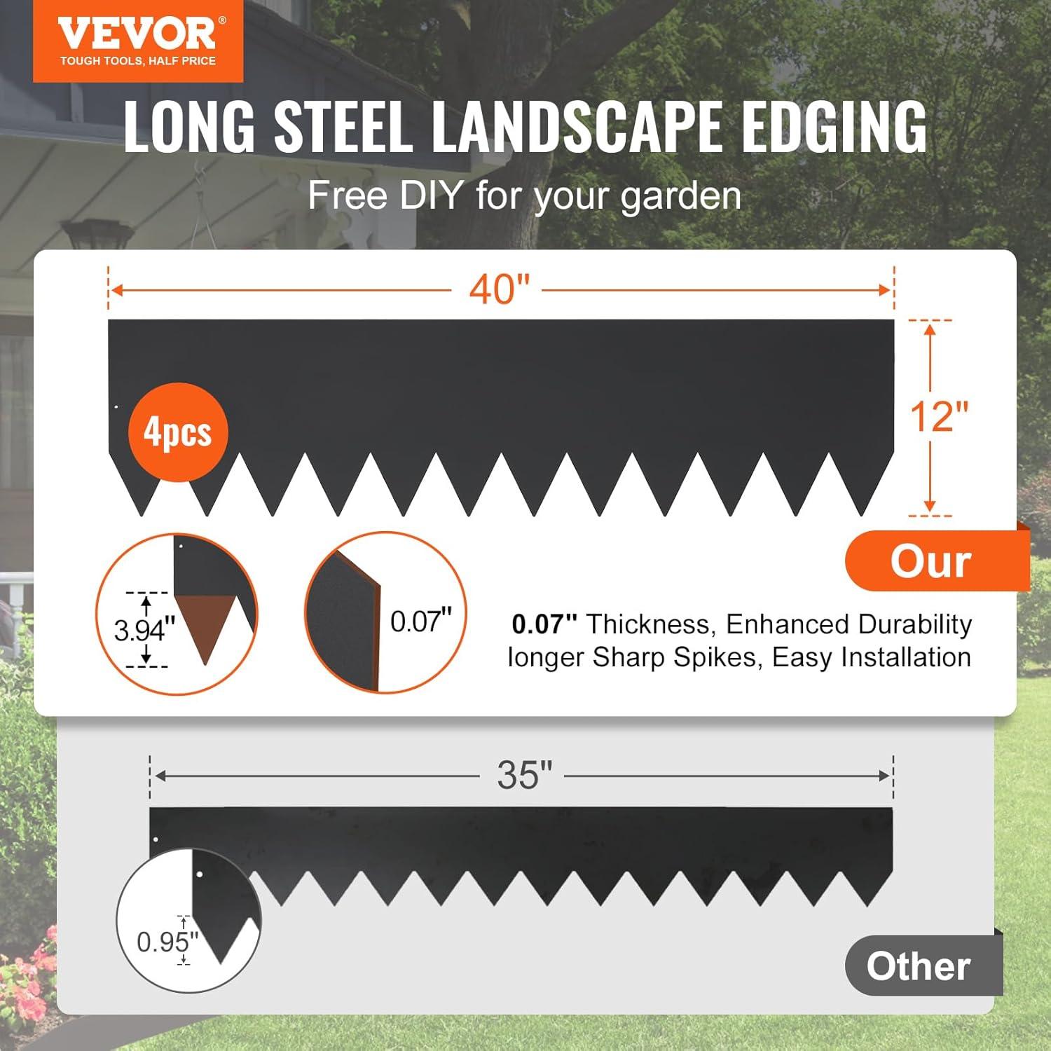 imageVEVOR Steel Landscape Edging 6 Packs 40 x 6 in RustResistant Metal Landscape Edging Bendable Garden Edging Border Heavy Duty Lawn Edging EasytoInstall Flower Bed Yard Pathway Divider Black40 L x 12 H 4 Pack