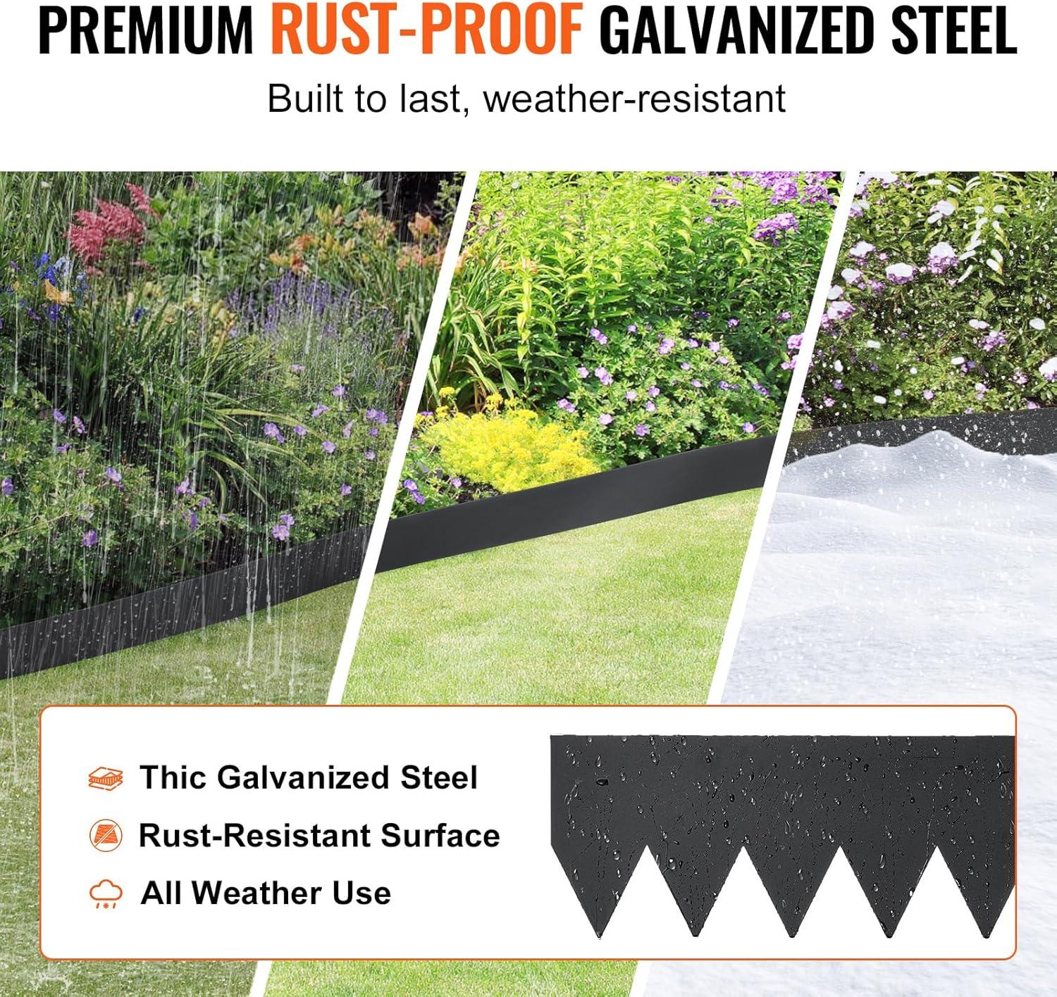 imageVEVOR Steel Landscape Edging 6 Packs 40 x 6 in RustResistant Metal Landscape Edging Bendable Garden Edging Border Heavy Duty Lawn Edging EasytoInstall Flower Bed Yard Pathway Divider Black40 L x 6 H 6 Pack
