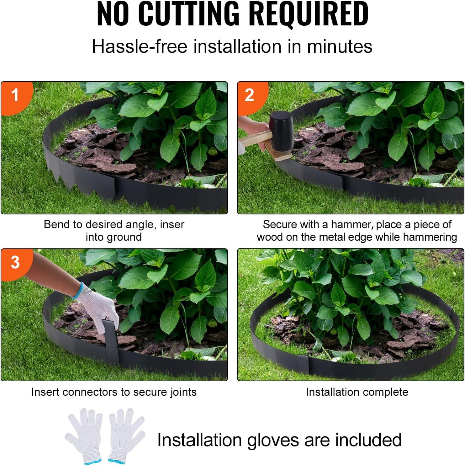 imageVEVOR Steel Landscape Edging 6 Packs 40 x 6 in RustResistant Metal Landscape Edging Bendable Garden Edging Border Heavy Duty Lawn Edging EasytoInstall Flower Bed Yard Pathway Divider Black40 L x 6 H 4 Pack