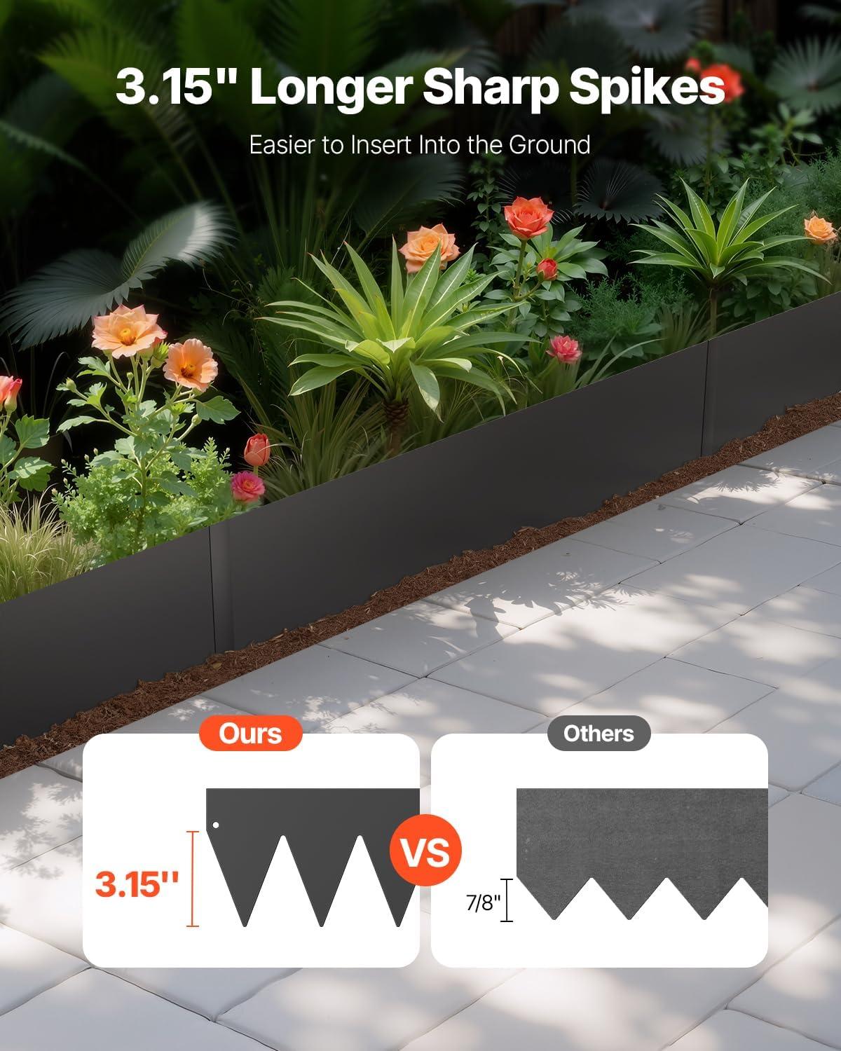 imageVEVOR Steel Landscape Edging 6 Packs 40 x 6 in RustResistant Metal Landscape Edging Bendable Garden Edging Border Heavy Duty Lawn Edging EasytoInstall Flower Bed Yard Pathway Divider Black40 L x 6 H 6 Pack