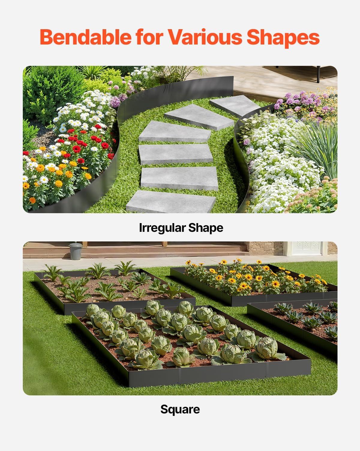 imageVEVOR Steel Landscape Edging 6 Packs 40 x 6 in RustResistant Metal Landscape Edging Bendable Garden Edging Border Heavy Duty Lawn Edging EasytoInstall Flower Bed Yard Pathway Divider Black40 L x 6 H 4 Pack