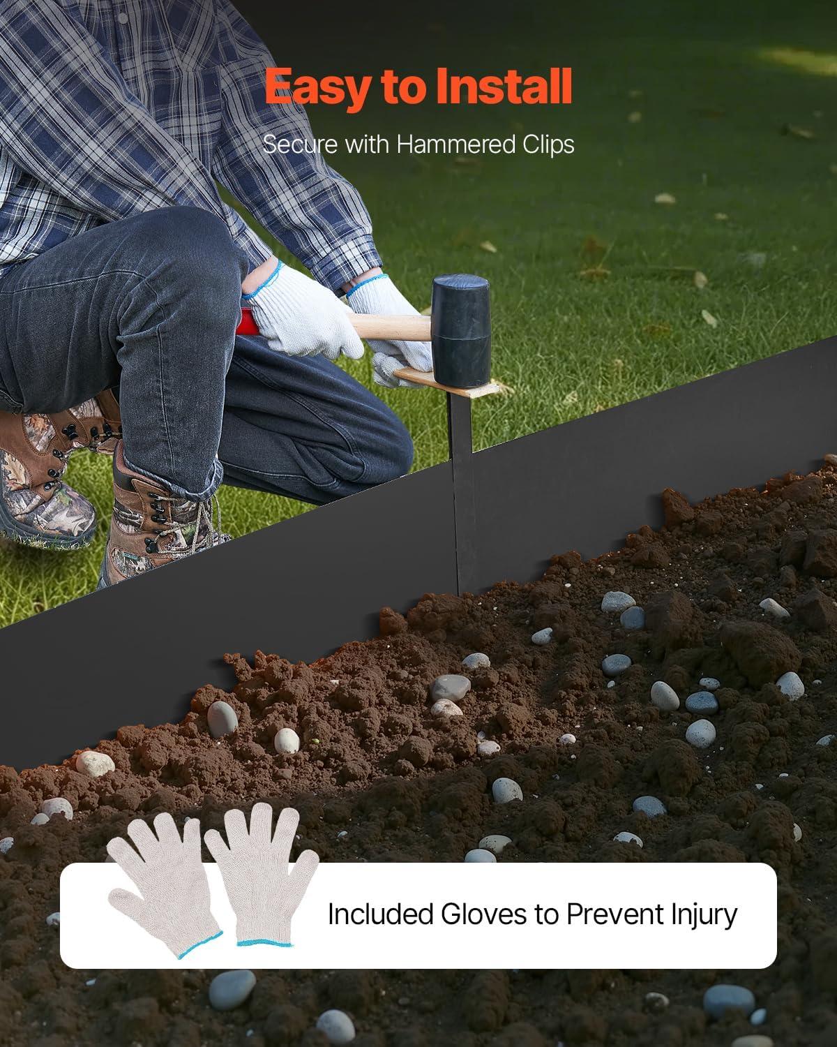 imageVEVOR Steel Landscape Edging 6 Packs 40 x 6 in RustResistant Metal Landscape Edging Bendable Garden Edging Border Heavy Duty Lawn Edging EasytoInstall Flower Bed Yard Pathway Divider Black40 L x 6 H 6 Pack