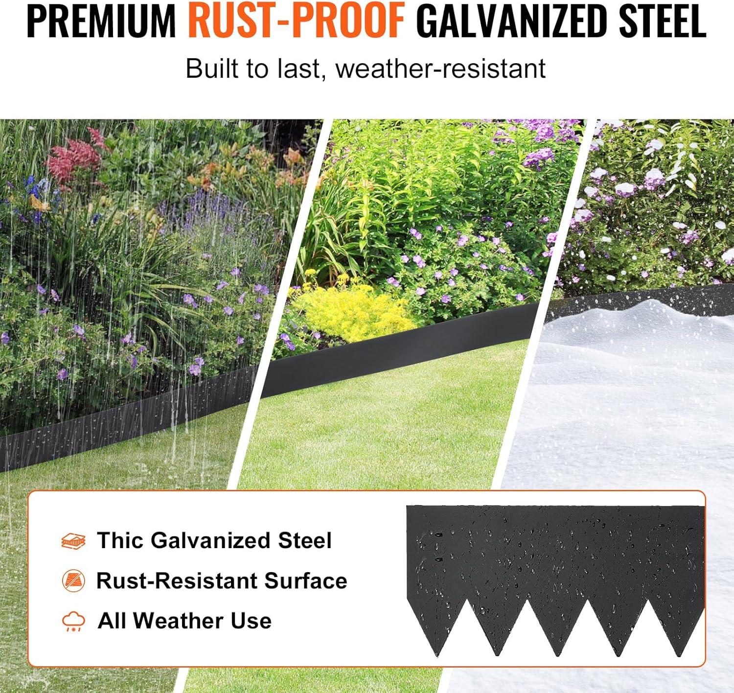imageVEVOR Steel Landscape Edging 6 Packs 40 x 6 in RustResistant Metal Landscape Edging Bendable Garden Edging Border Heavy Duty Lawn Edging EasytoInstall Flower Bed Yard Pathway Divider Black40 L x 12 H 4 Pack
