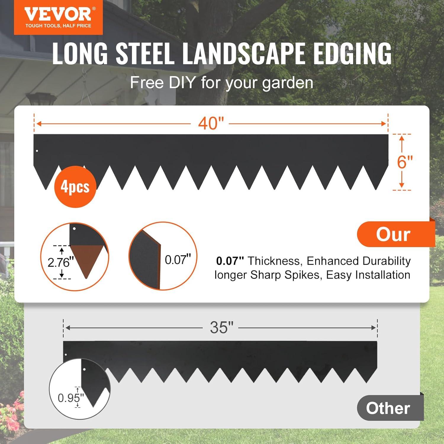 imageVEVOR Steel Landscape Edging 6 Packs 40 x 6 in RustResistant Metal Landscape Edging Bendable Garden Edging Border Heavy Duty Lawn Edging EasytoInstall Flower Bed Yard Pathway Divider Black40 L x 6 H 4 Pack