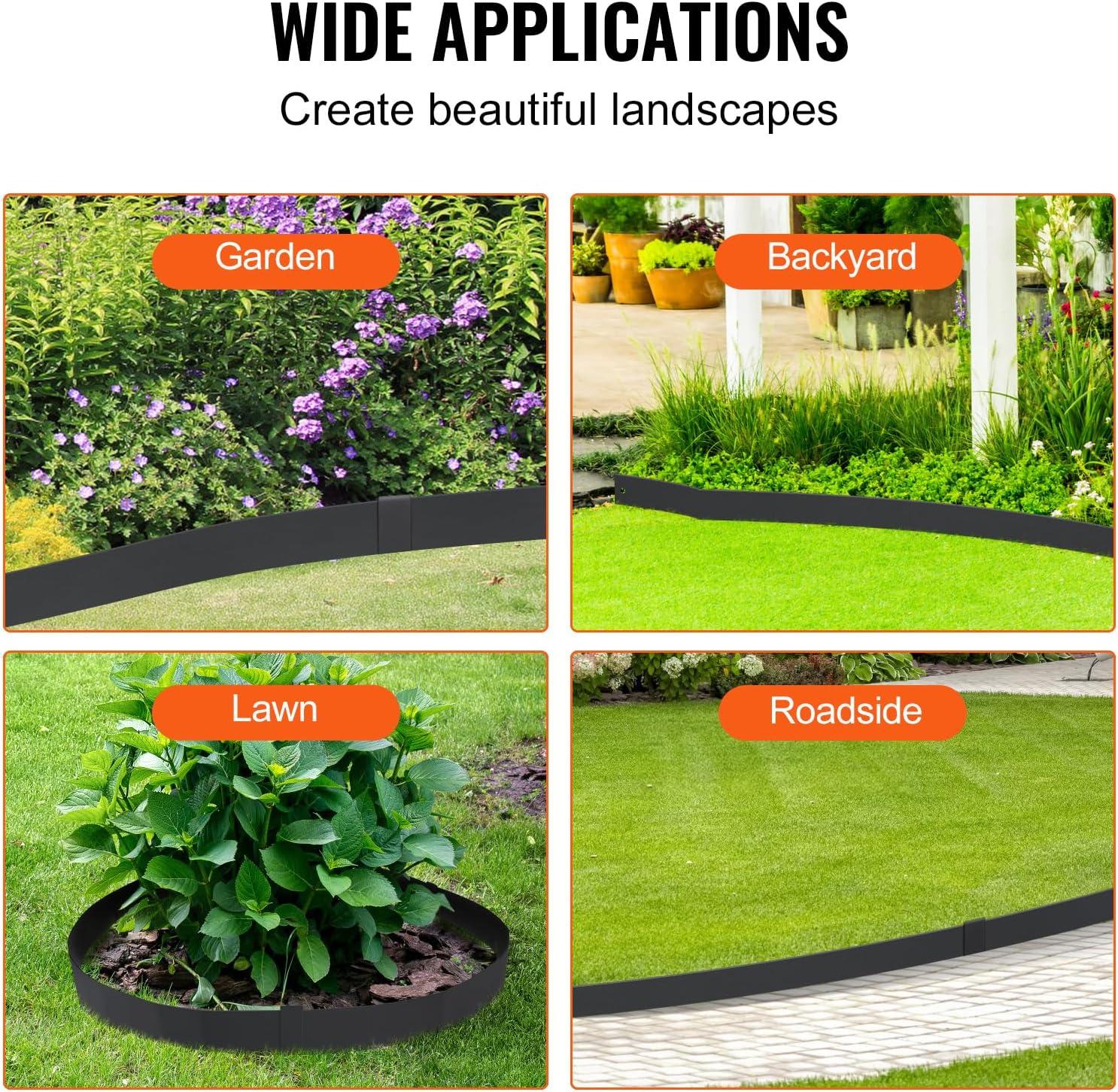 imageVEVOR Steel Landscape Edging 6 Packs 40 x 6 in RustResistant Metal Landscape Edging Bendable Garden Edging Border Heavy Duty Lawn Edging EasytoInstall Flower Bed Yard Pathway Divider Black40 L x 6 H 6 Pack